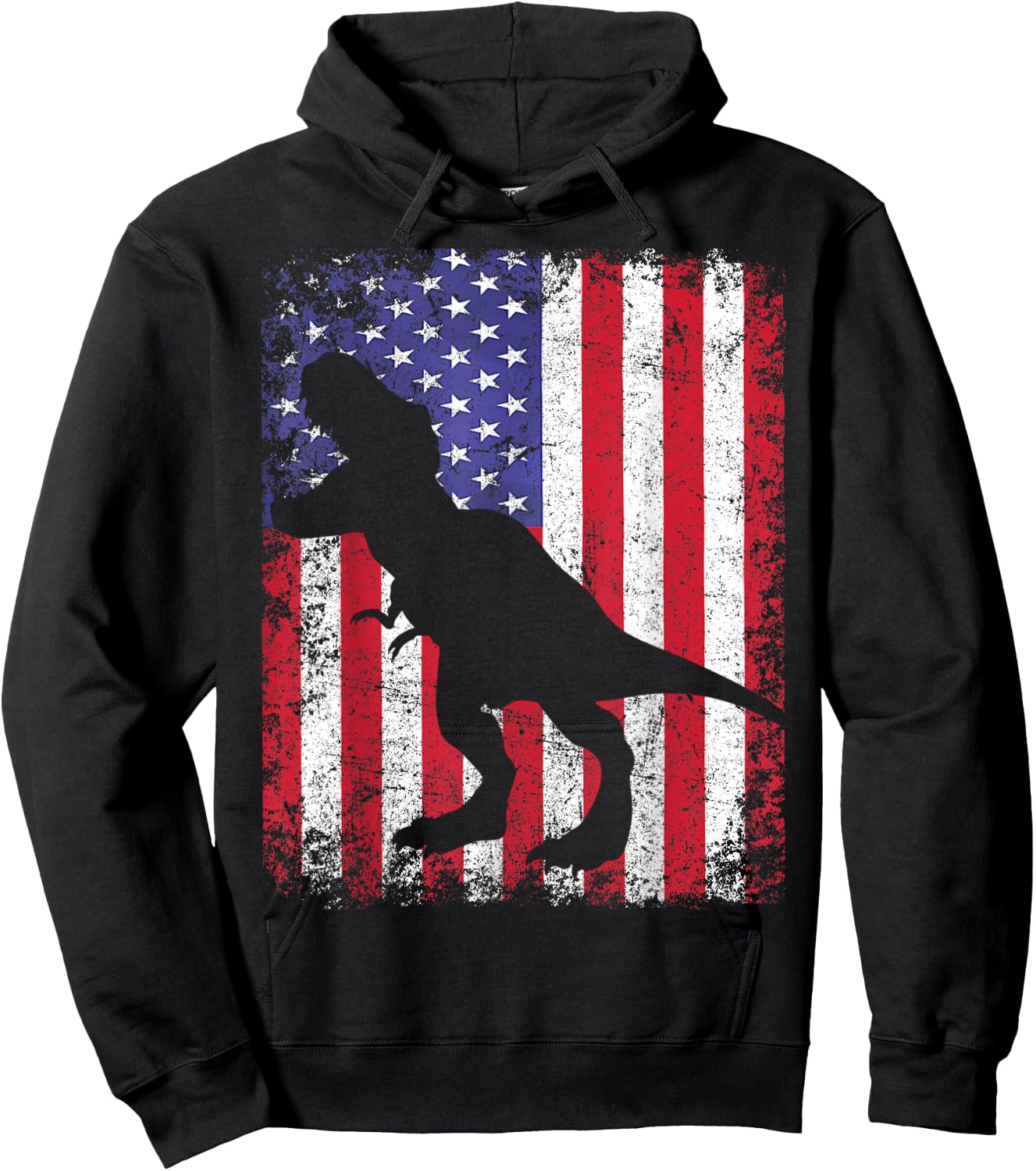 Dino USA American Flag 4th Of July Gift Hoodie - Hoodie | Black