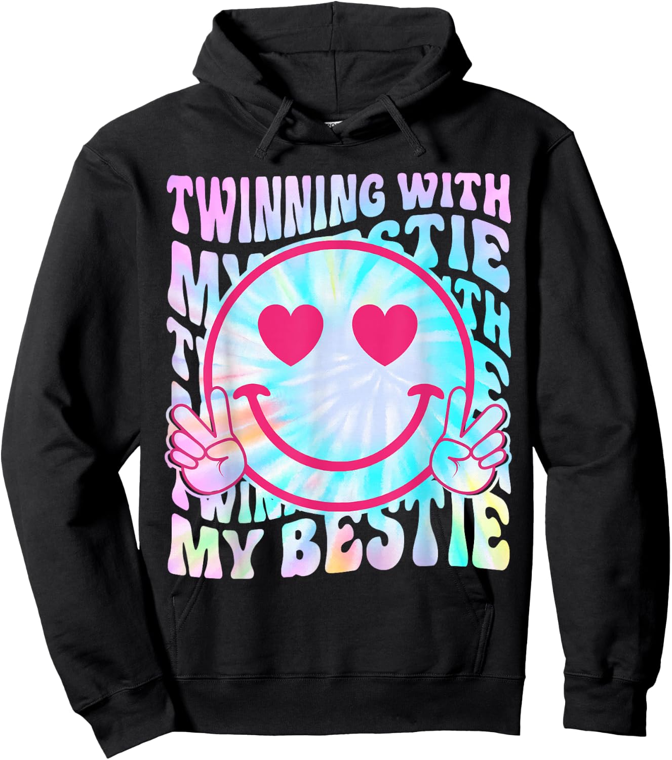 Twinning with My Bestie Spirit Week Twin Day Best Friend 70s Hoodie - Hoodie | Black