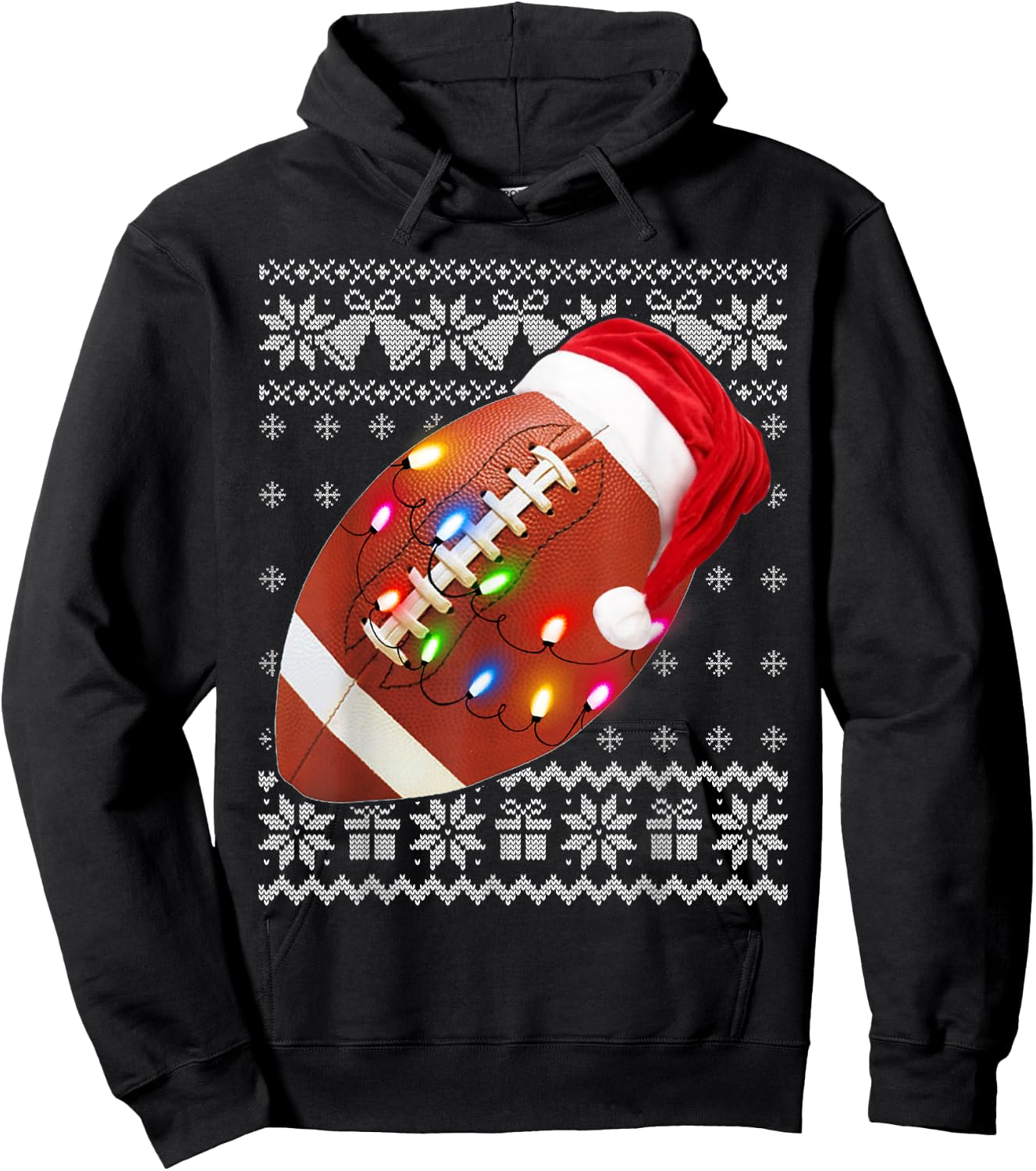 Football Christmas Shirt Funny Ugly Christmas Sweater Hoodie - Hoodie | Black