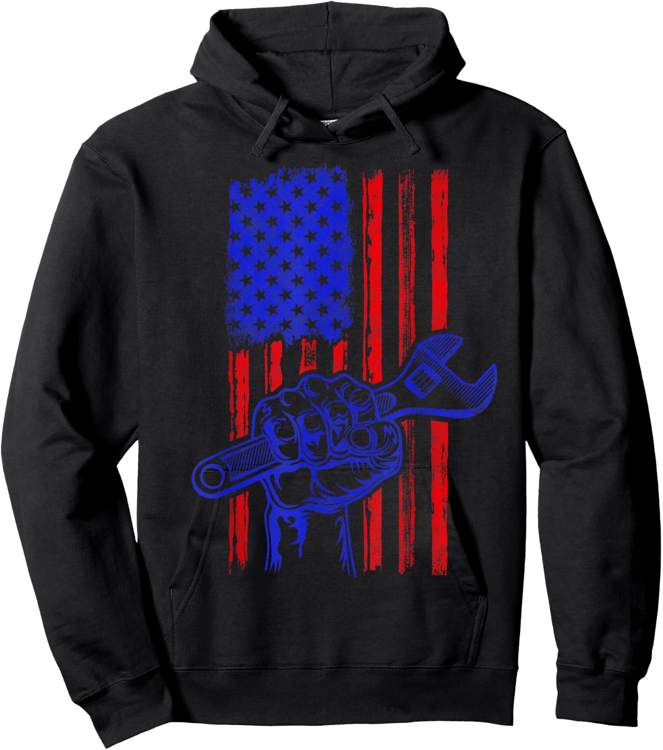 Plumber American Flag Plumbing Gift Pipe Wrench Usa Patriot Hoodie - Hoodie | Black