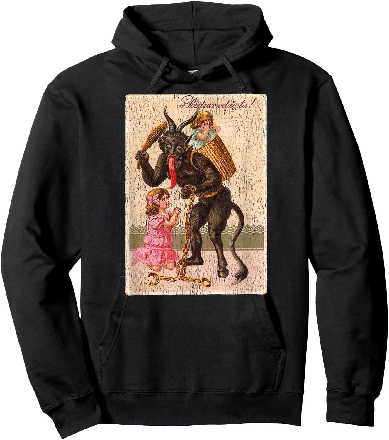 Horror Krampus Christmas Vintage Art Creepy Evil Santa Fun Hoodie - Hoodie | Black