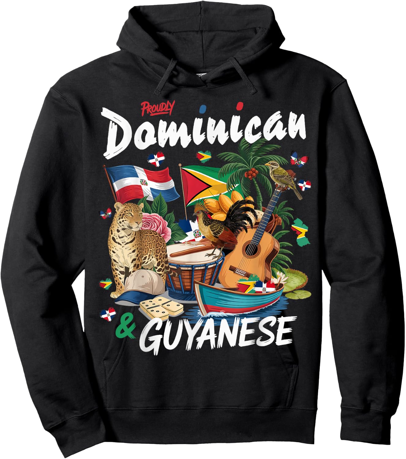 Guyana & Dominican Flag Culture Idea Guyanese Hoodie - Hoodie | Black