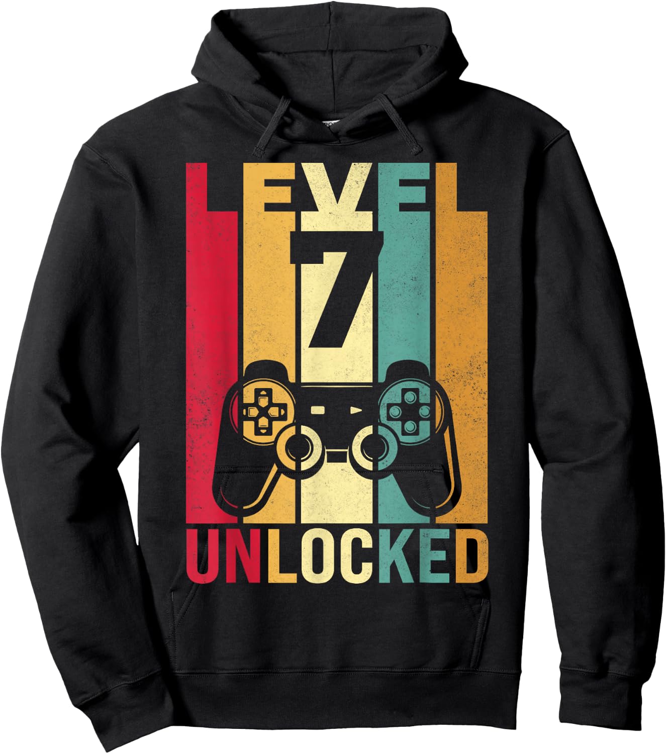 Seven 7yr 7 Birthday Boy Son Funny Gamer 7th Years Old Hoodie - Hoodie | Black