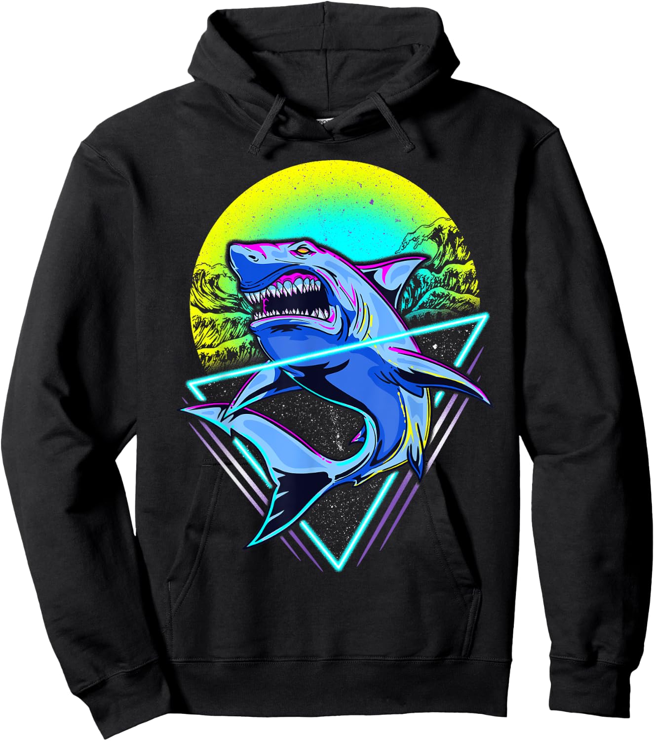 Shark Retro Punk 80s 90s Hoodie - Hoodie | Black