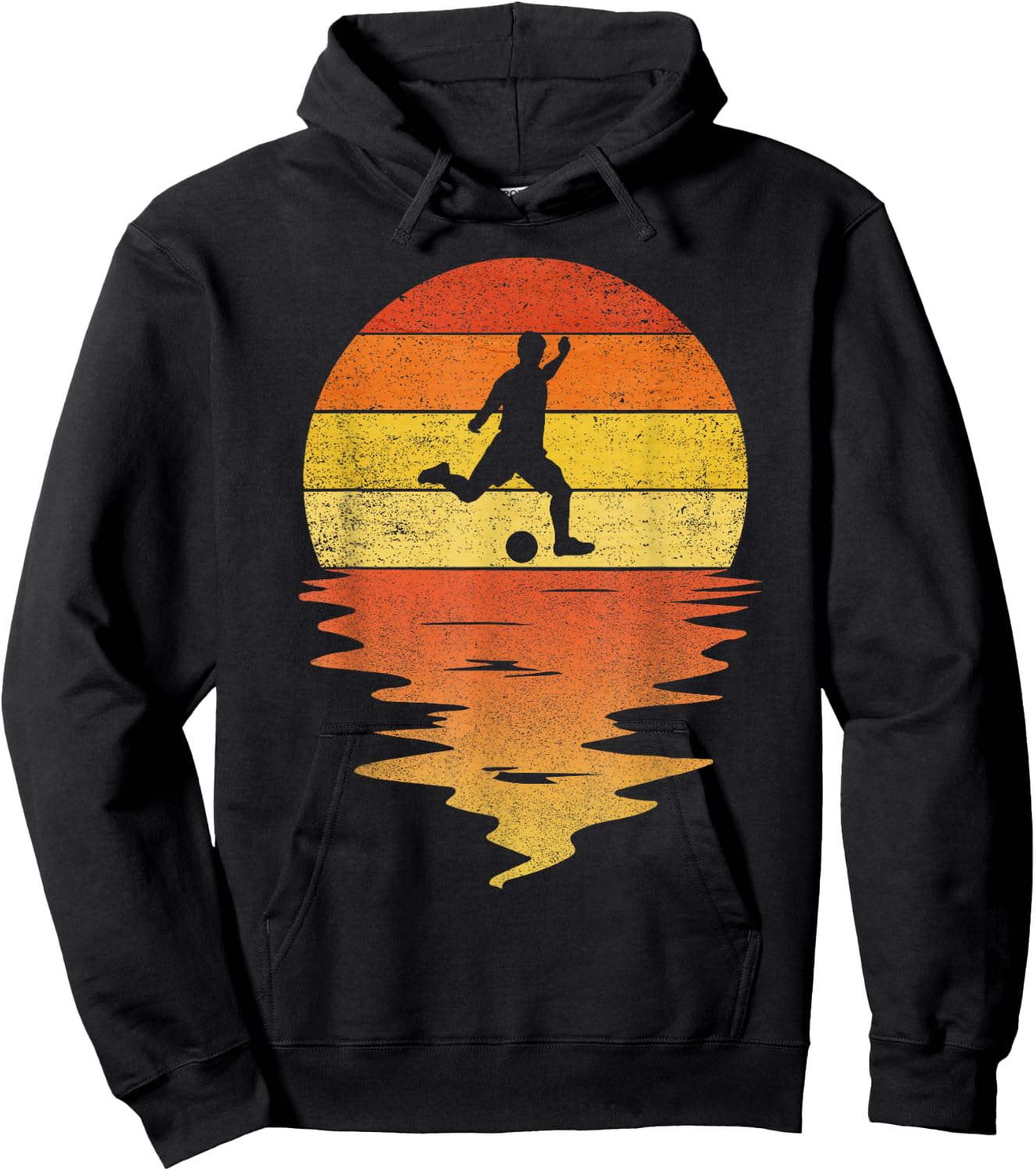 Soccer Football shirt retro sunset 70s vintage Soccer Hoodie - Hoodie | Black