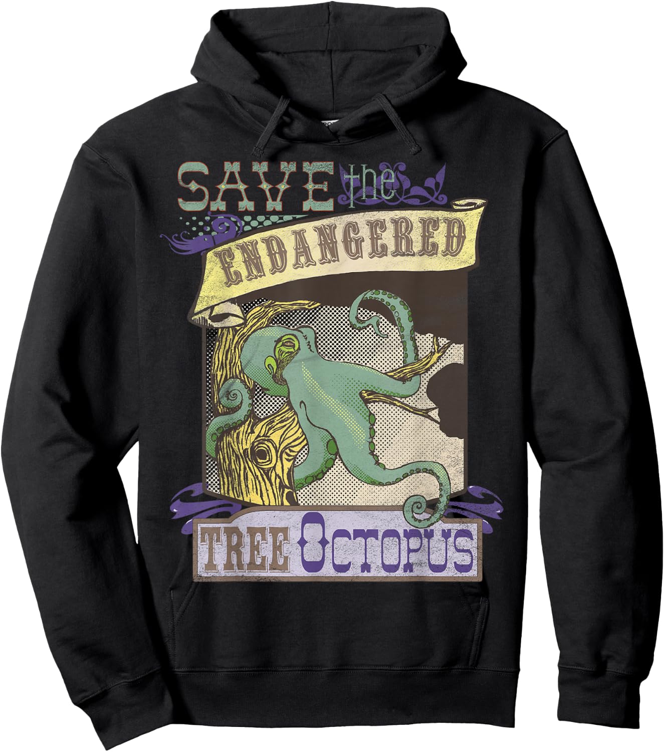 Tree Octopus Retro Women Men Youth Hoodie - Hoodie | Black