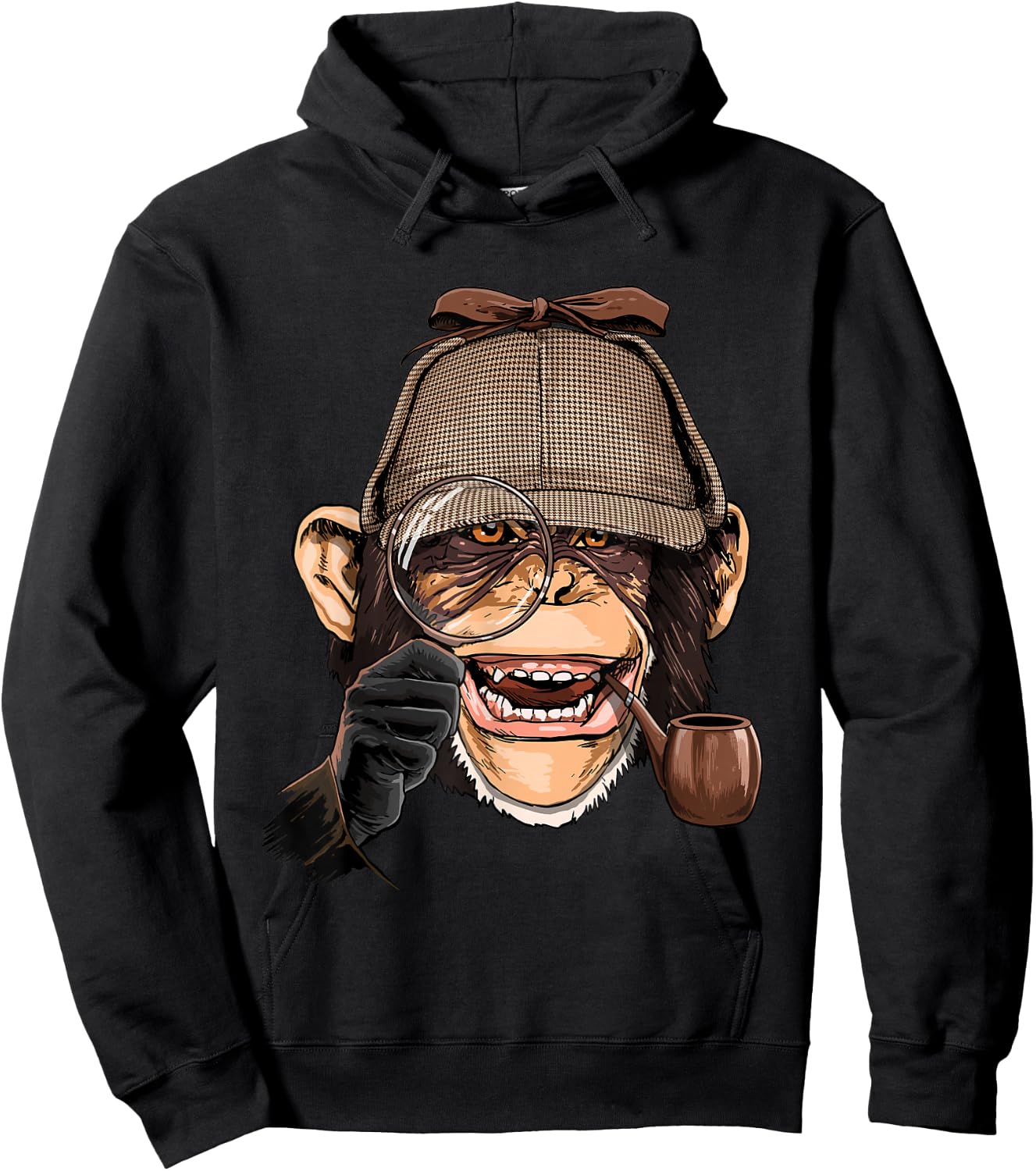 Chimpanzee Detective Great Ape Chimp Primate Animal Lover Hoodie - Hoodie | Black
