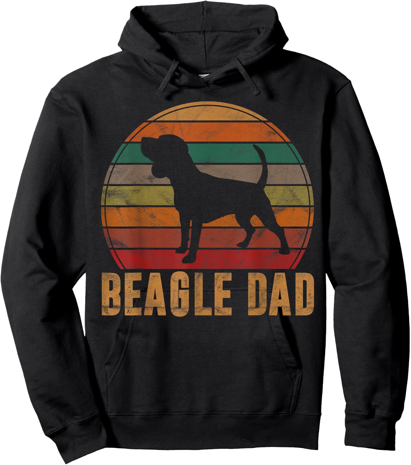 Retro Beagle Dad Gift Dog Owner Pet Tricolor Beagle Father Hoodie - Hoodie | Black