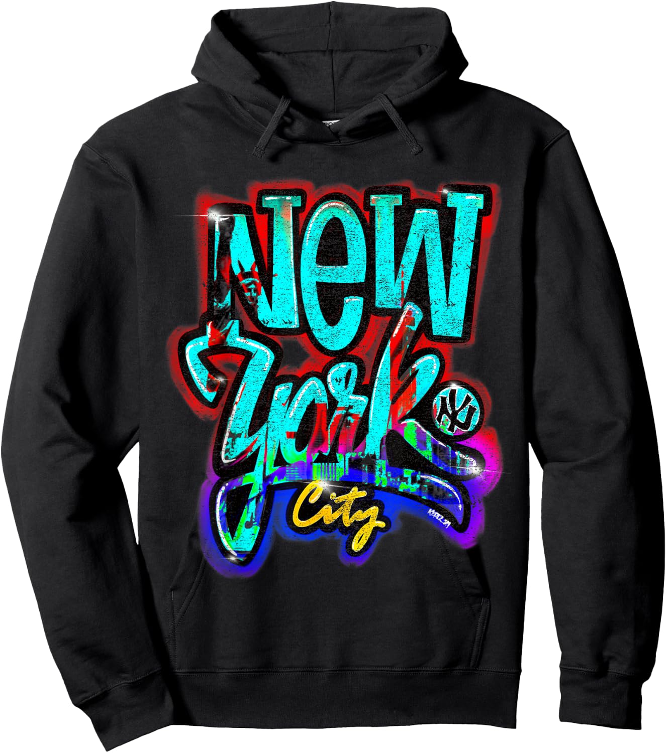 Urban Streetwear Graffiti-Style NYC - -Adults, Black, Small, Short Sleeve Hoodie - Hoodie | Black