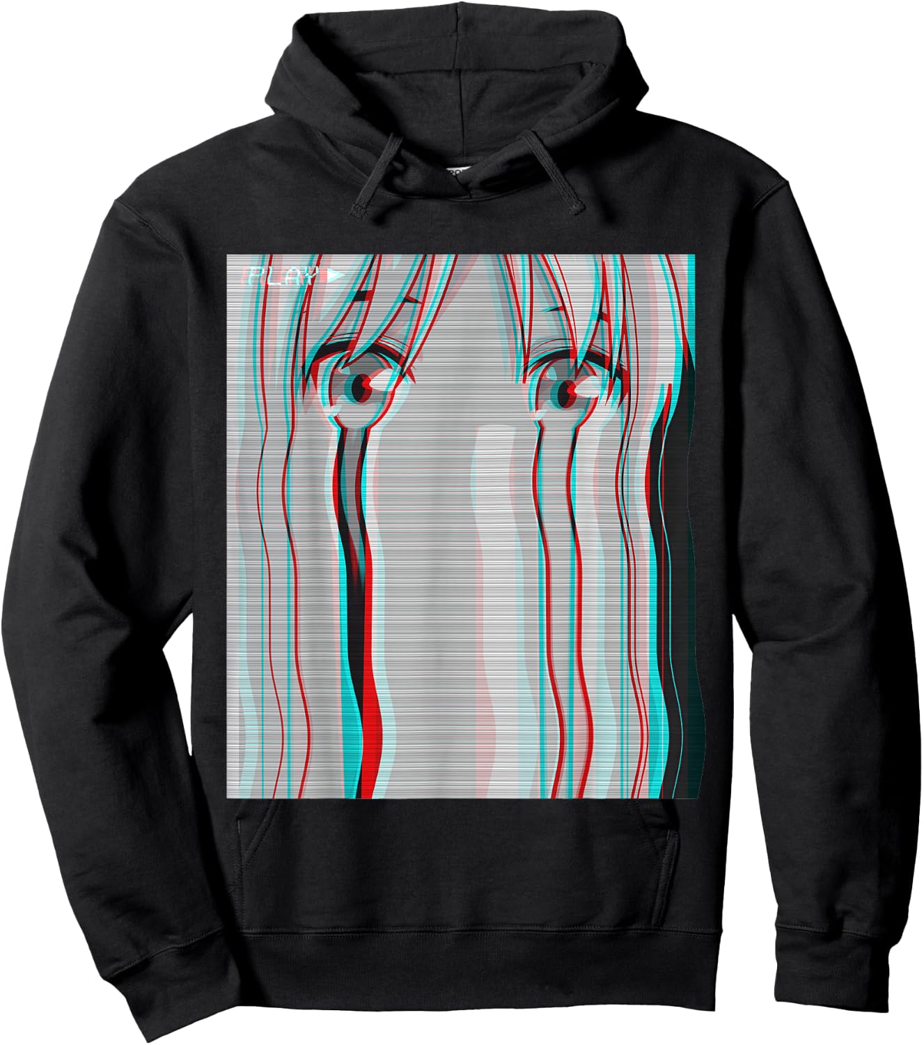 Vaporwave Aesthetic Sad Anime Girl Anime Eyes Eboy Egirl Hoodie - Hoodie | Black