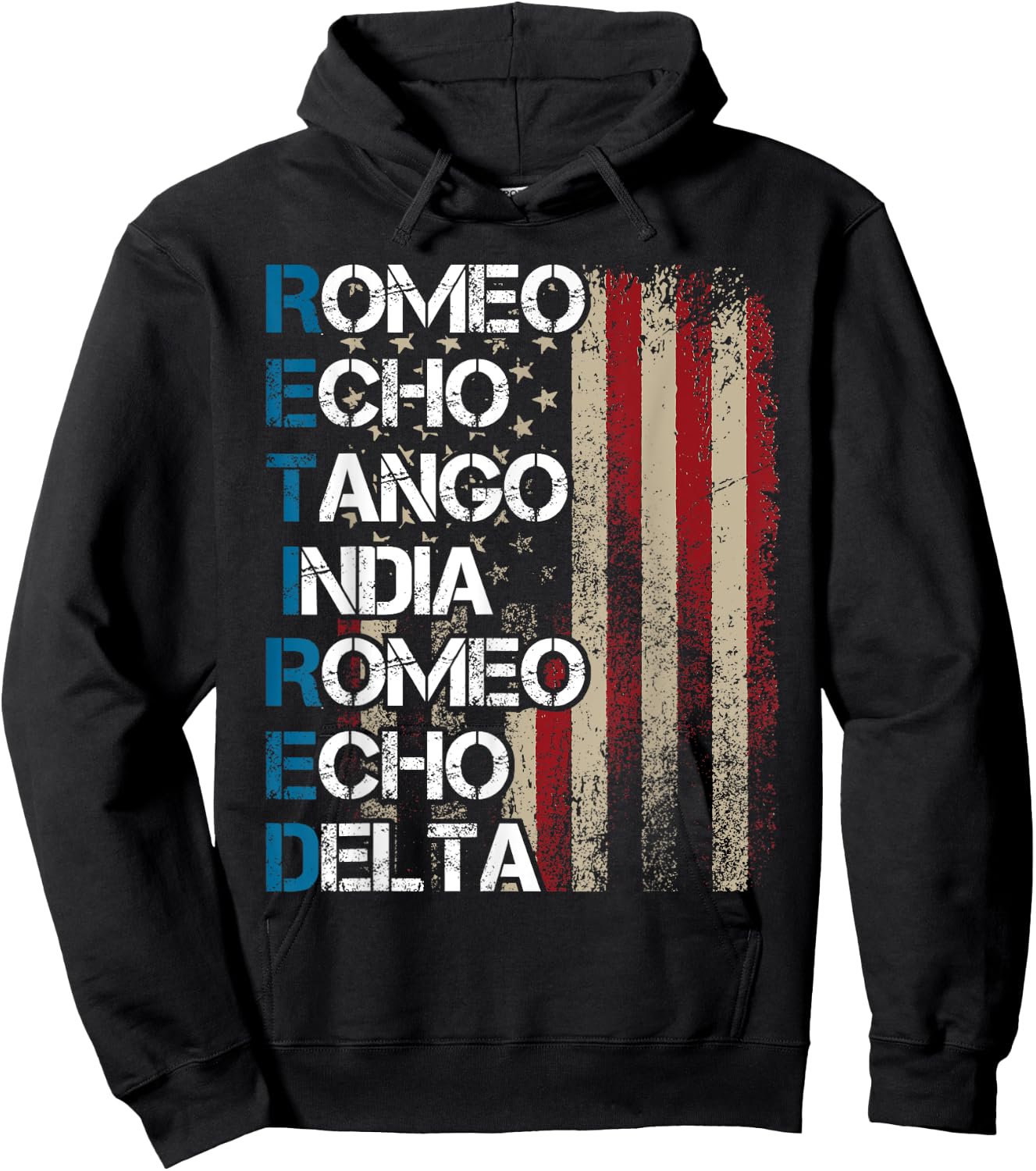 Phonetic Alphabet Retired Veteran Retirement Army Military Hoodie - Hoodie | Black