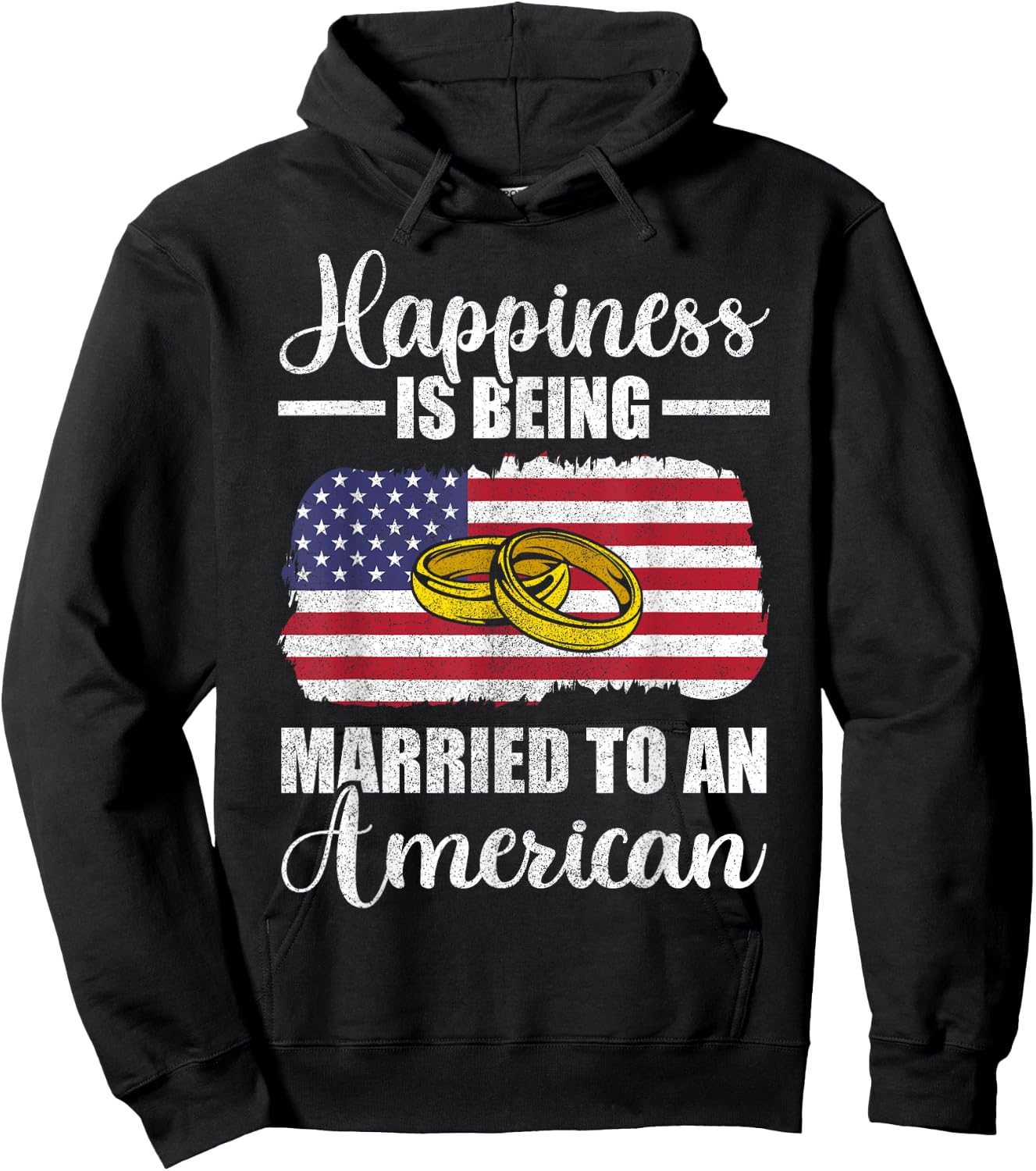 Happiness Is Being Married To An American Wedding Men Women Hoodie - Hoodie | Black
