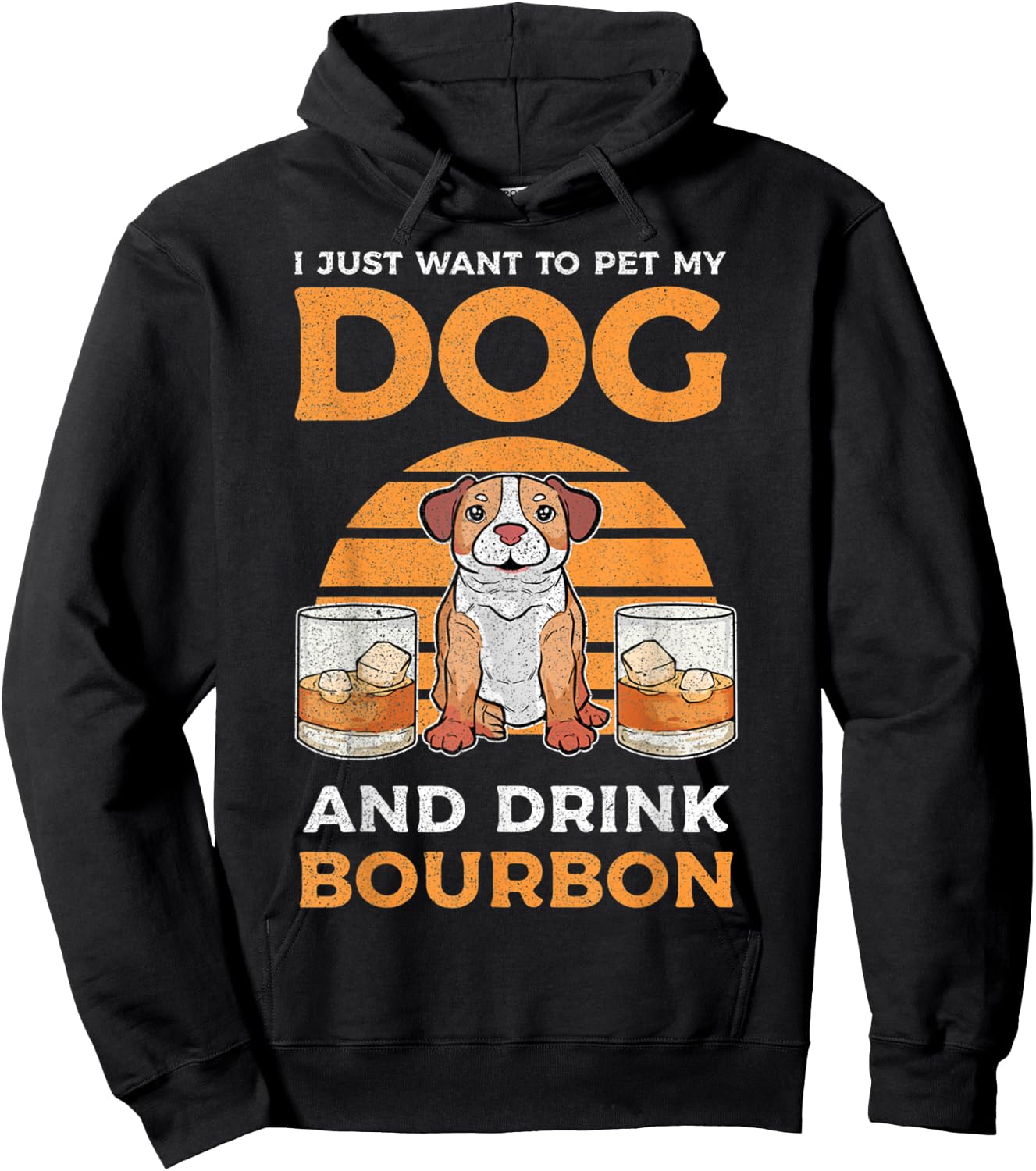 I Just Want To Pet My Dog And Drink Bourbon Pitbull Lover Women Hoodie - Hoodie | Black