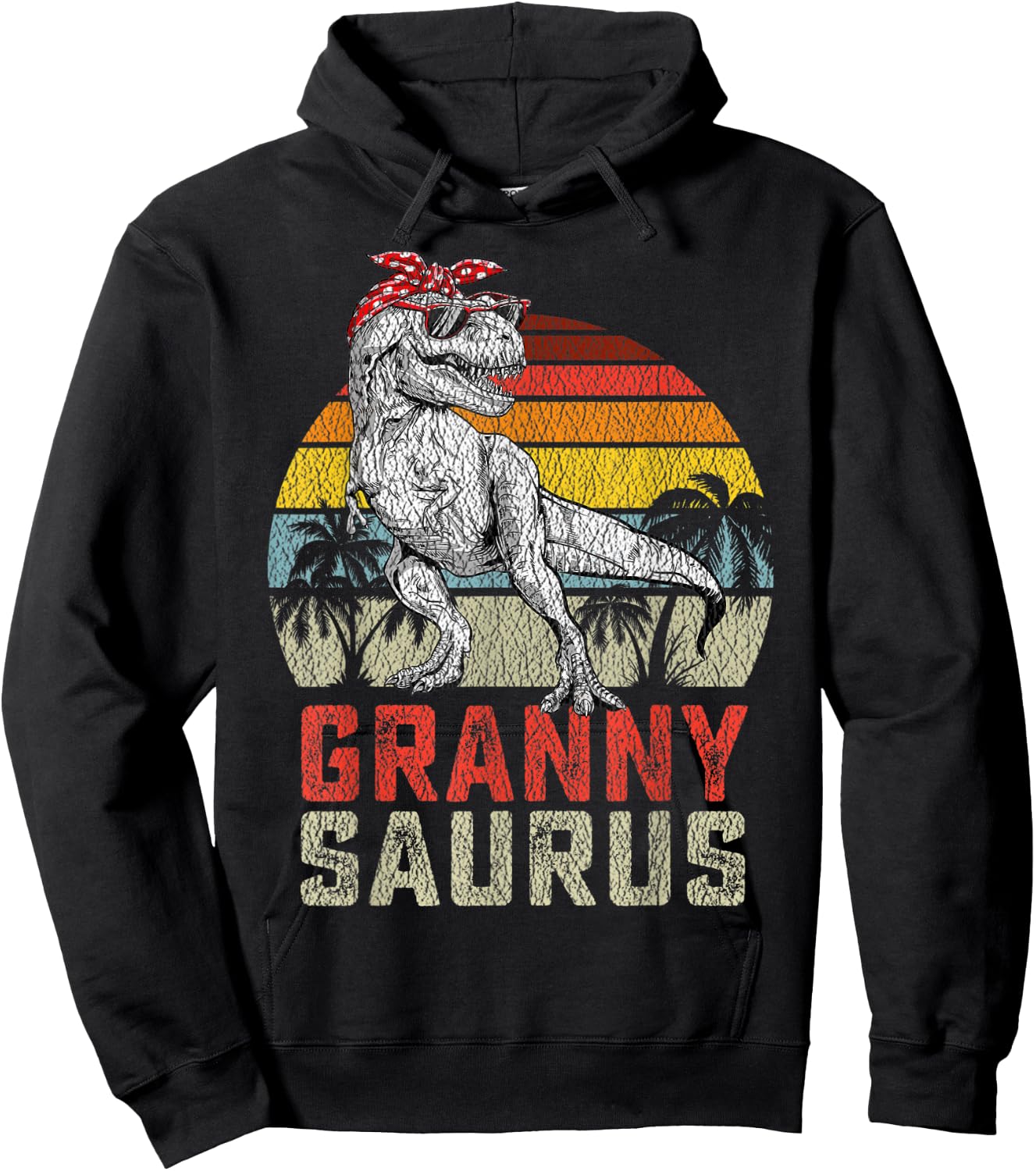 Grannysaurus T Rex Dinosaur Granny Saurus Family Matching Hoodie - Hoodie | Black