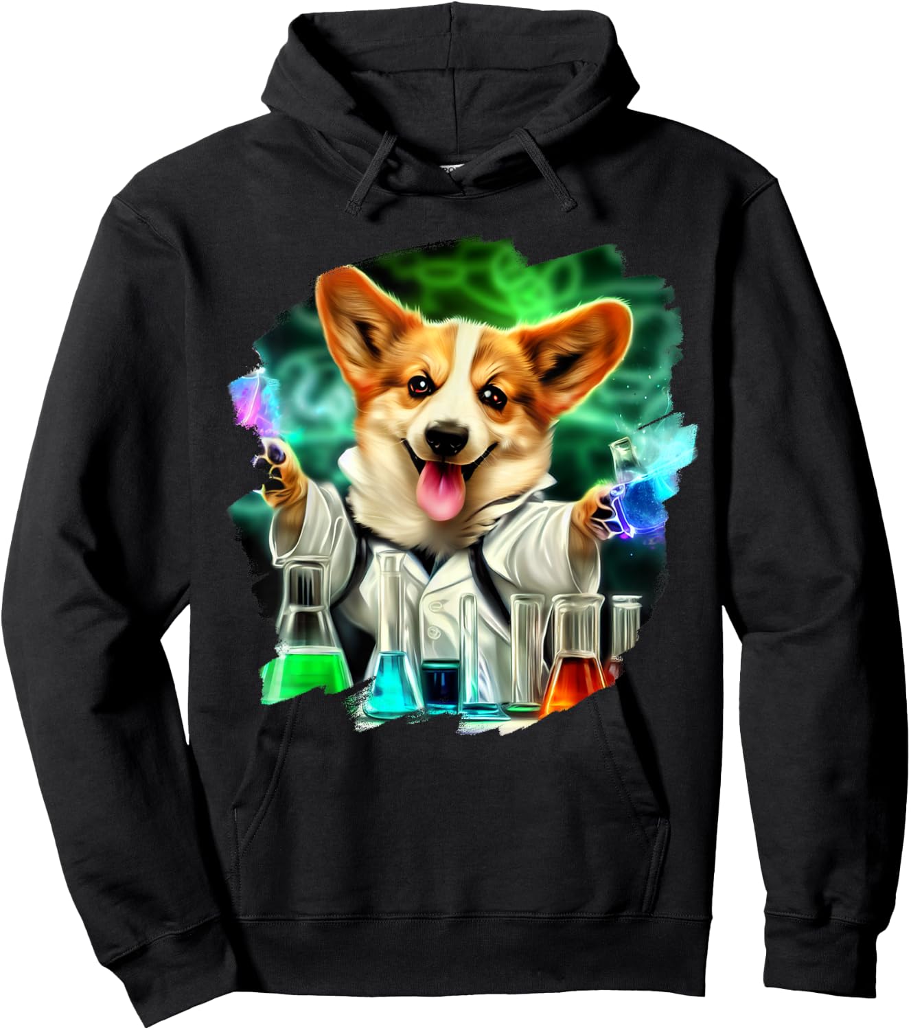 Corgi Mad Scientist Dog Mixing Chemicals Chemistry Science Hoodie - Hoodie | Black