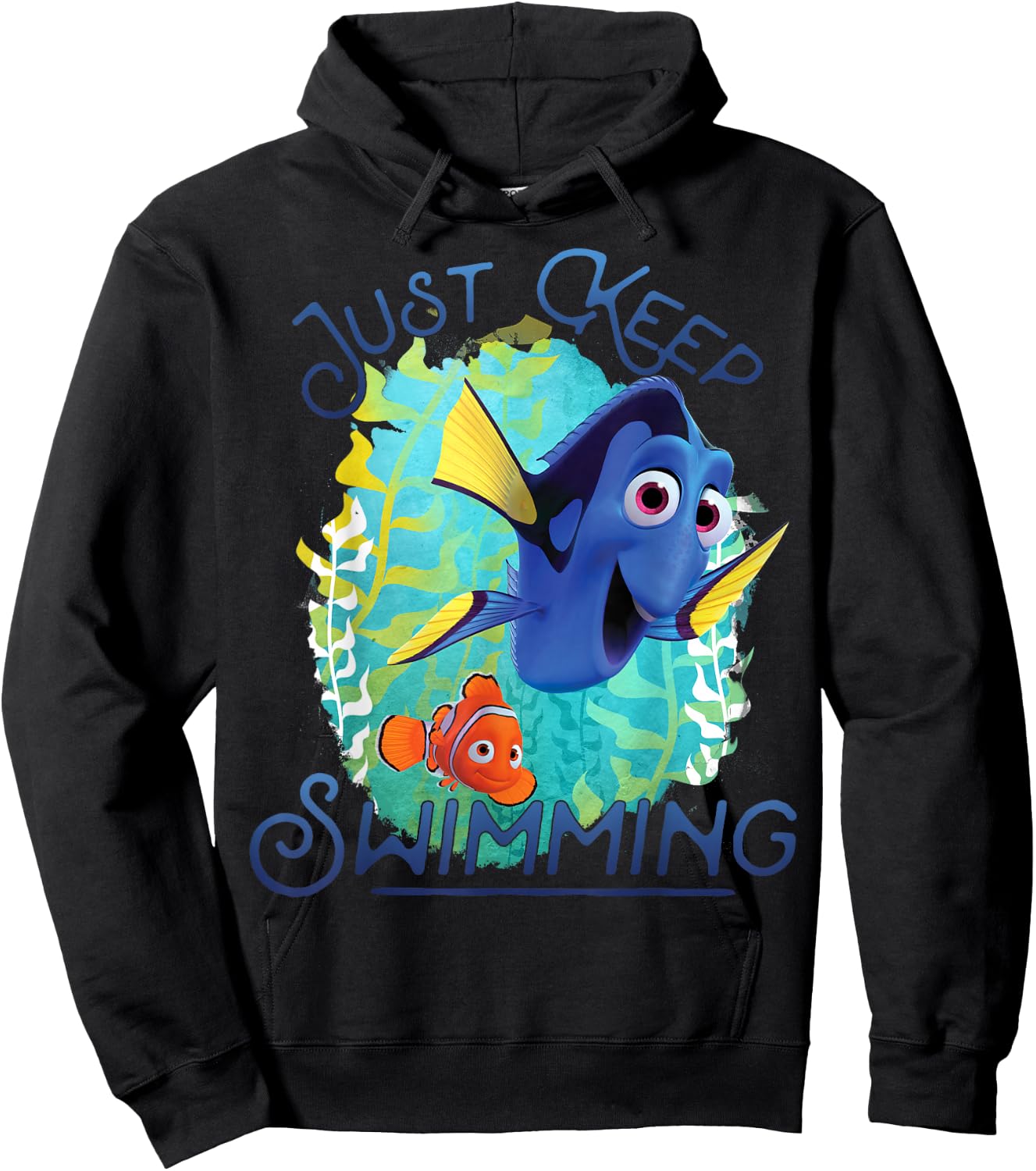 Disney Pixar Finding Dory Just Keep Swimming Ocean Logo Hoodie - Hoodie | Black