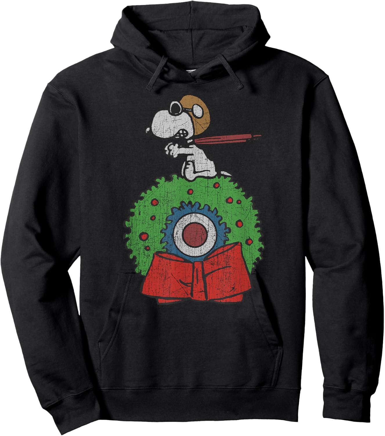 Peanuts Holiday Snoopy Target Wreath Hoodie - Hoodie | Black