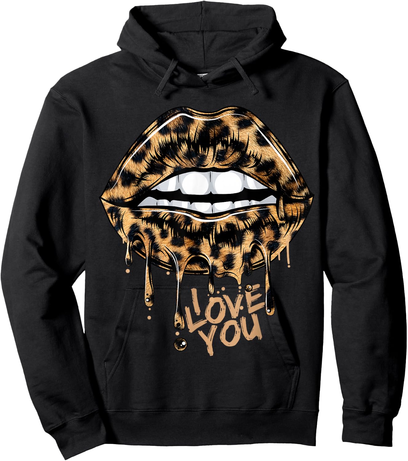 Sexy Lips Leopard Tongue Animal Print Leopard Print 2021 Hoodie - Hoodie | Black