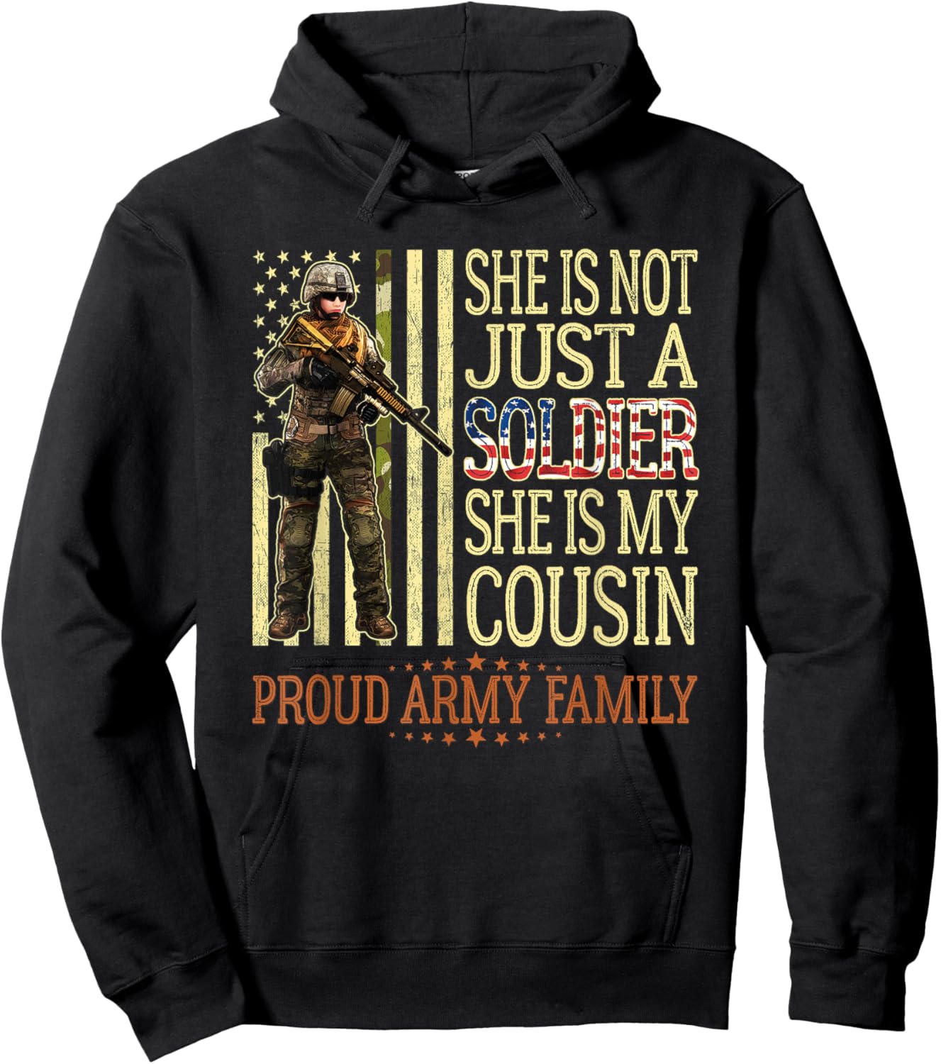 My Cousin Is My Soldier Hero Proud Army Family Relative Gift Hoodie - Hoodie | Black
