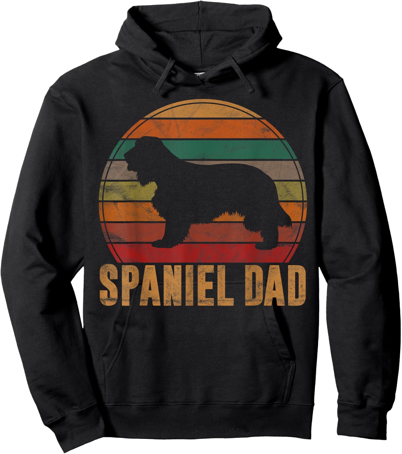 Retro Spaniel Dad Gift Dog Owner Pet English Cocker Father Hoodie - Hoodie | Black