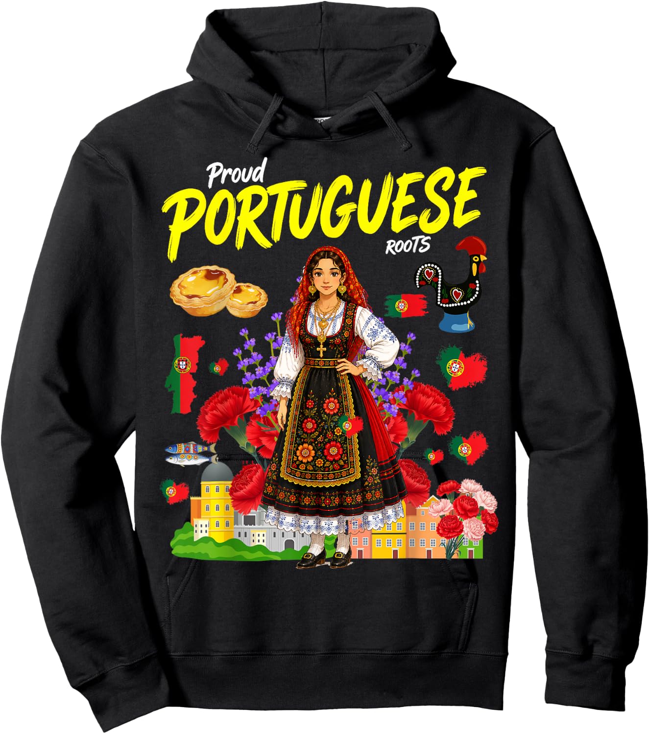 Portuguese Roots Idea for Girls Portuguesa Portugal Flag Hoodie - Hoodie | Black
