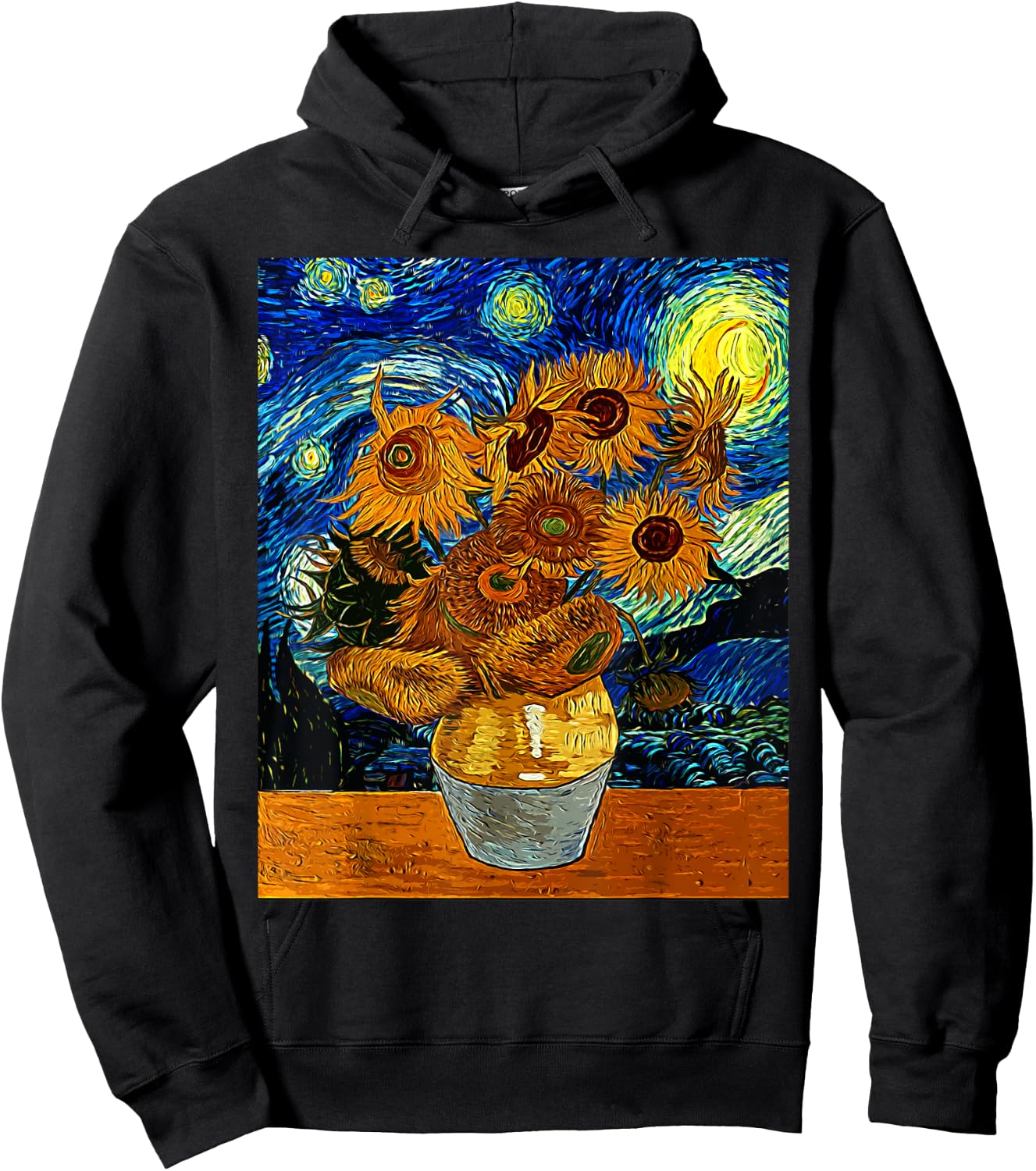 Vincent van Gogh Starry Night Sunflower Art Famous Painting Hoodie - Hoodie | Black
