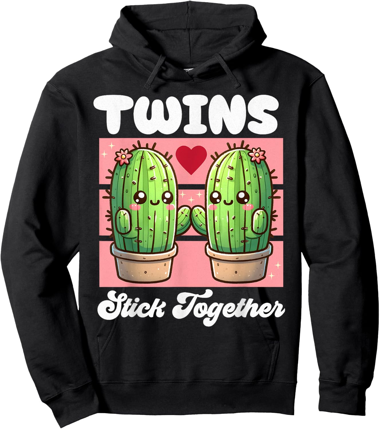 Matching Twin Cactus Twin Girls Tweens Twinning Succulent Hoodie - Hoodie | Black