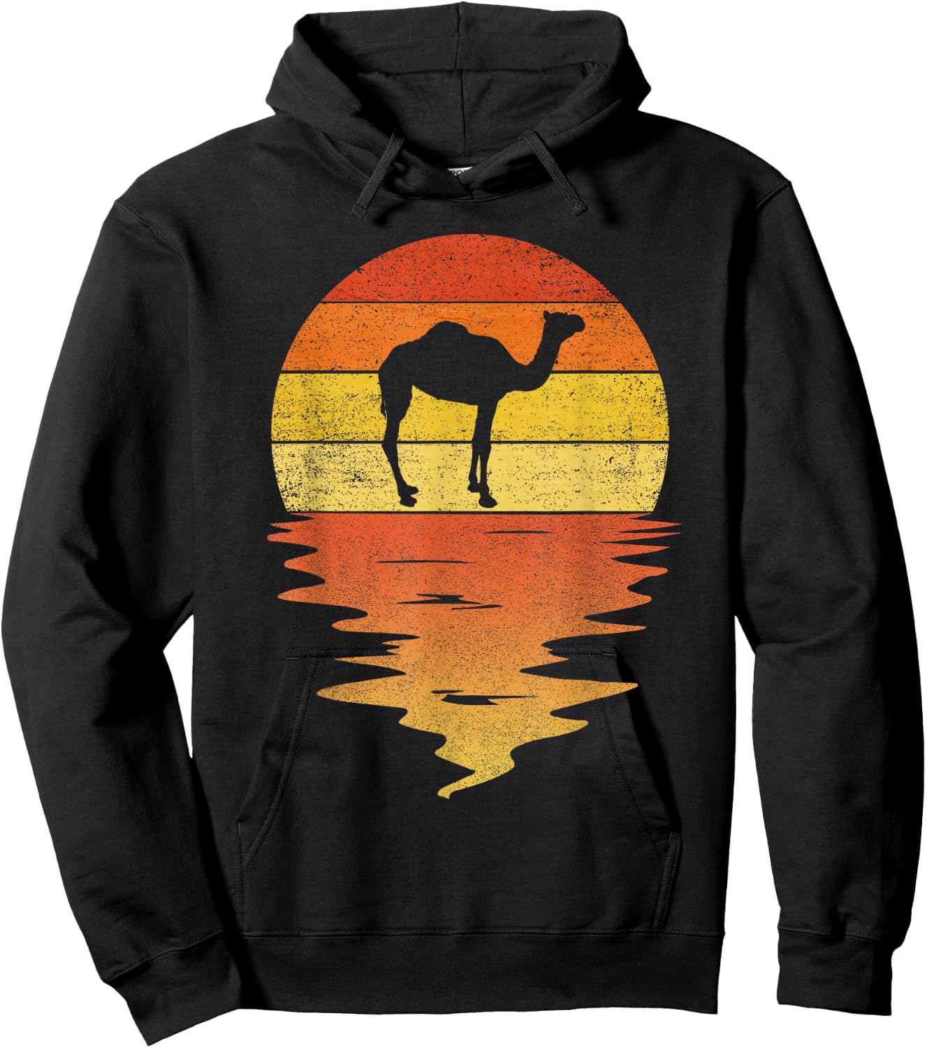 Vintage Camel Shirt 70s Vintage Retro Sunset Camel Hoodie - Hoodie | Black