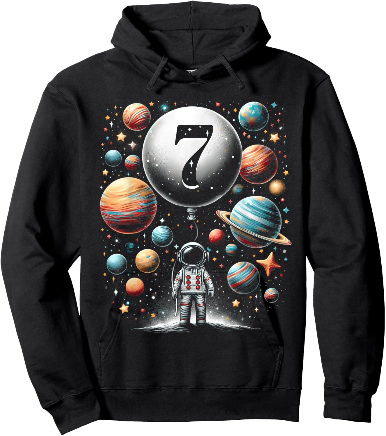 7 Seven Year Old Astronauts 7th Birthday Boys Space Geeks Hoodie - Hoodie | Black