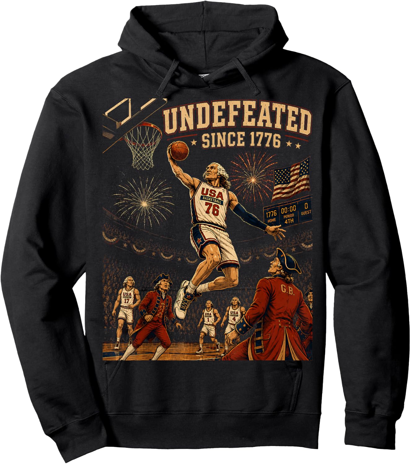 Undefeated Since 1776 America 4th of July Men Women Apparel Hoodie - Hoodie | Black