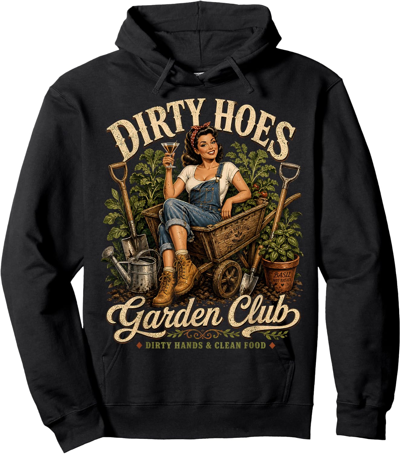 Dirty Hoes Garden Club Plant Lover Gardener Hoodie - Hoodie | Black