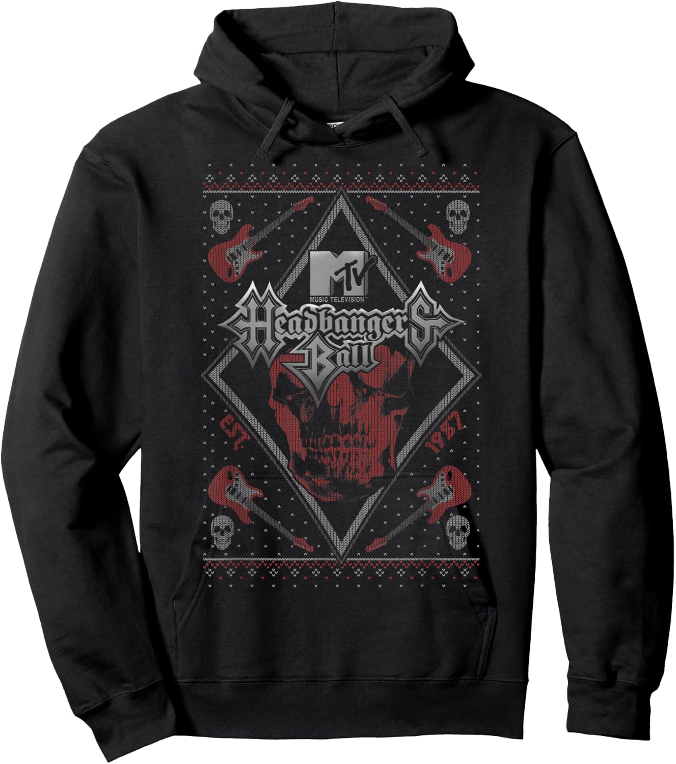 MTV Christmas Headbangers Ball MTV Logo Ugly Sweater Hoodie - Hoodie | Black