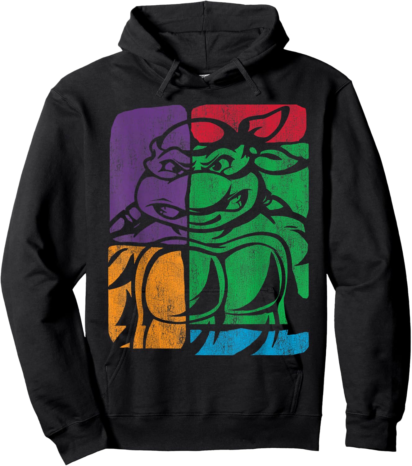Retro TMNT Turtle Color Collage Hoodie - Hoodie | Black