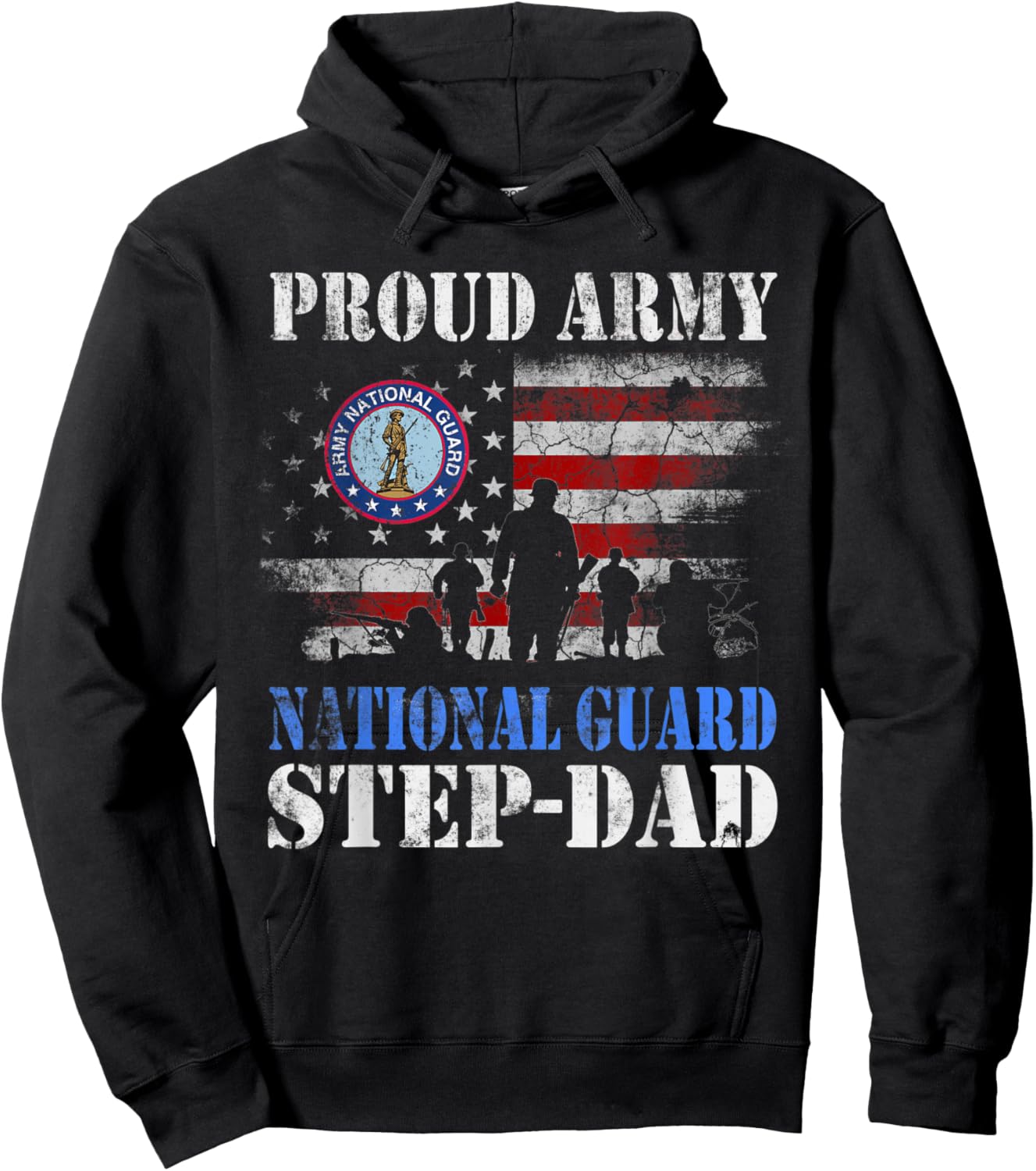 Proud Army National Guard Step-Dad T shirt Veterans Day Gift Hoodie - Hoodie | Black