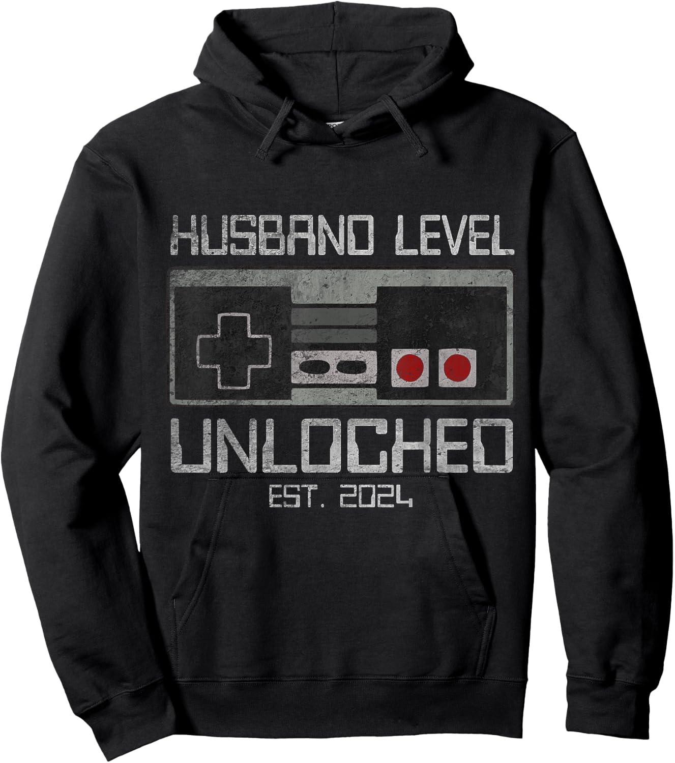 Leveled Up To Husband 2024 Newlywed Groom Newly Married Hoodie - Hoodie | Black