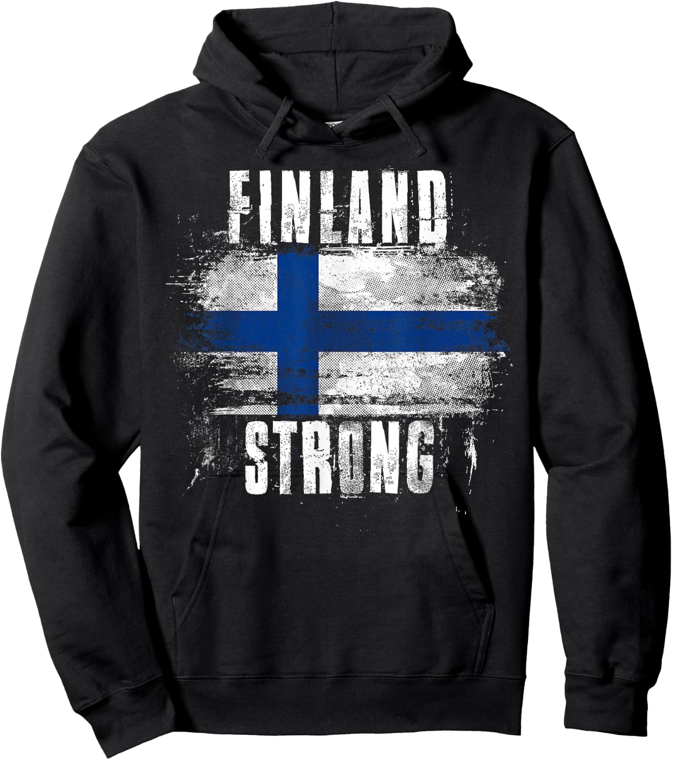 Finland Strong Distressed Flag - Finnish Pride Hoodie - Hoodie | Black