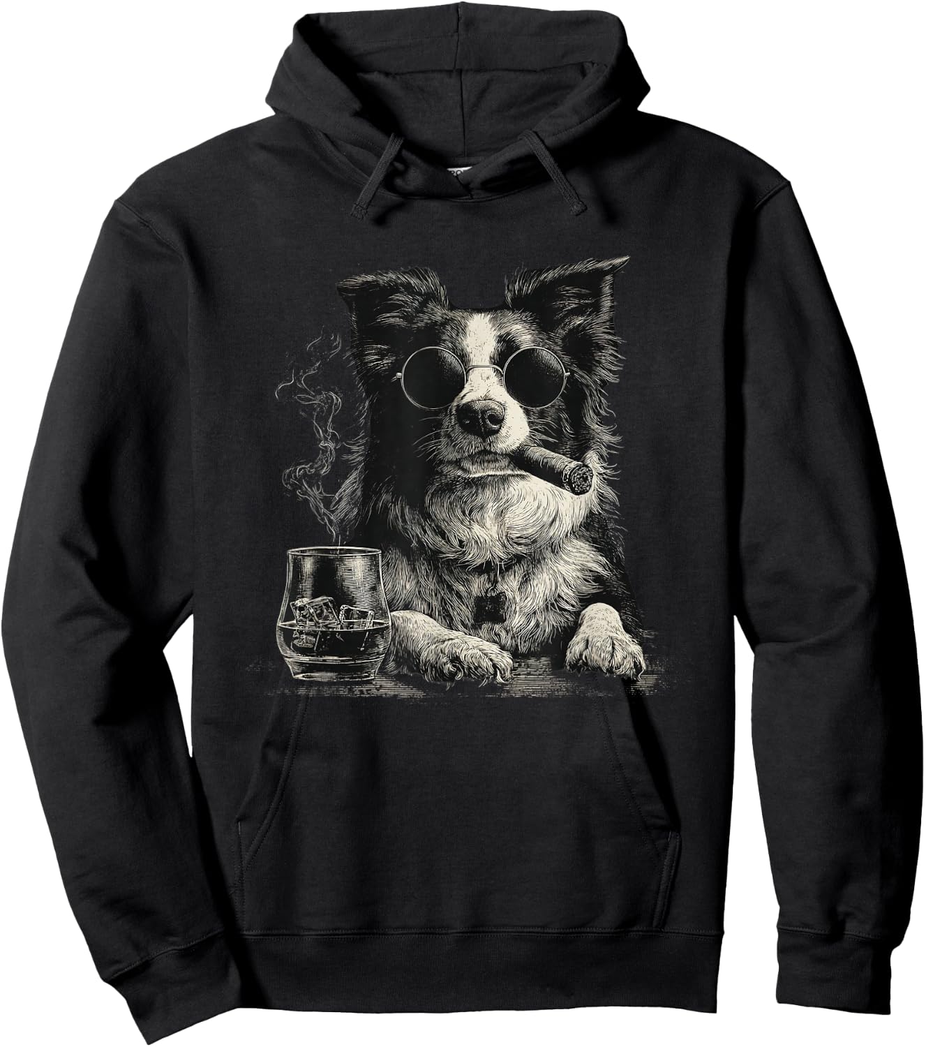Border Collie Dad Dog Sunglasses Father's Day Family Hoodie - Hoodie | Black