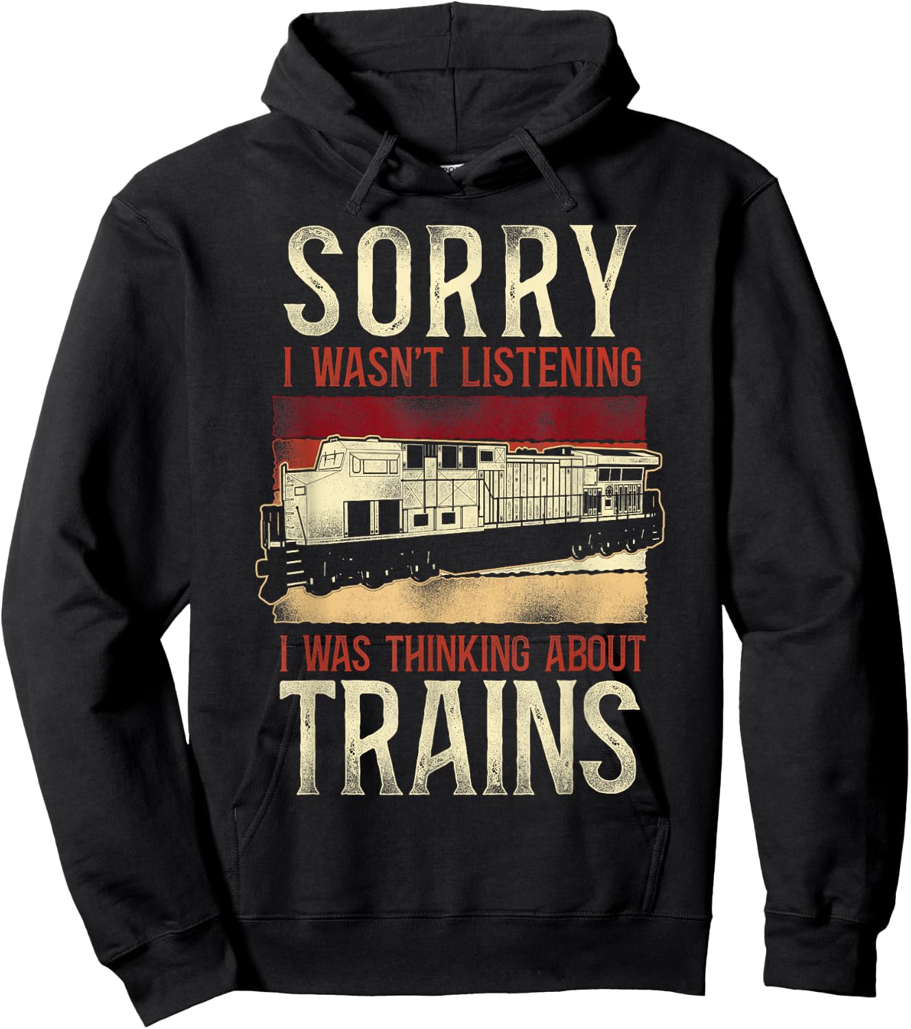 Freight Diesel Train Driver Trainspotting Locomotive Vintage Hoodie - Hoodie | Black