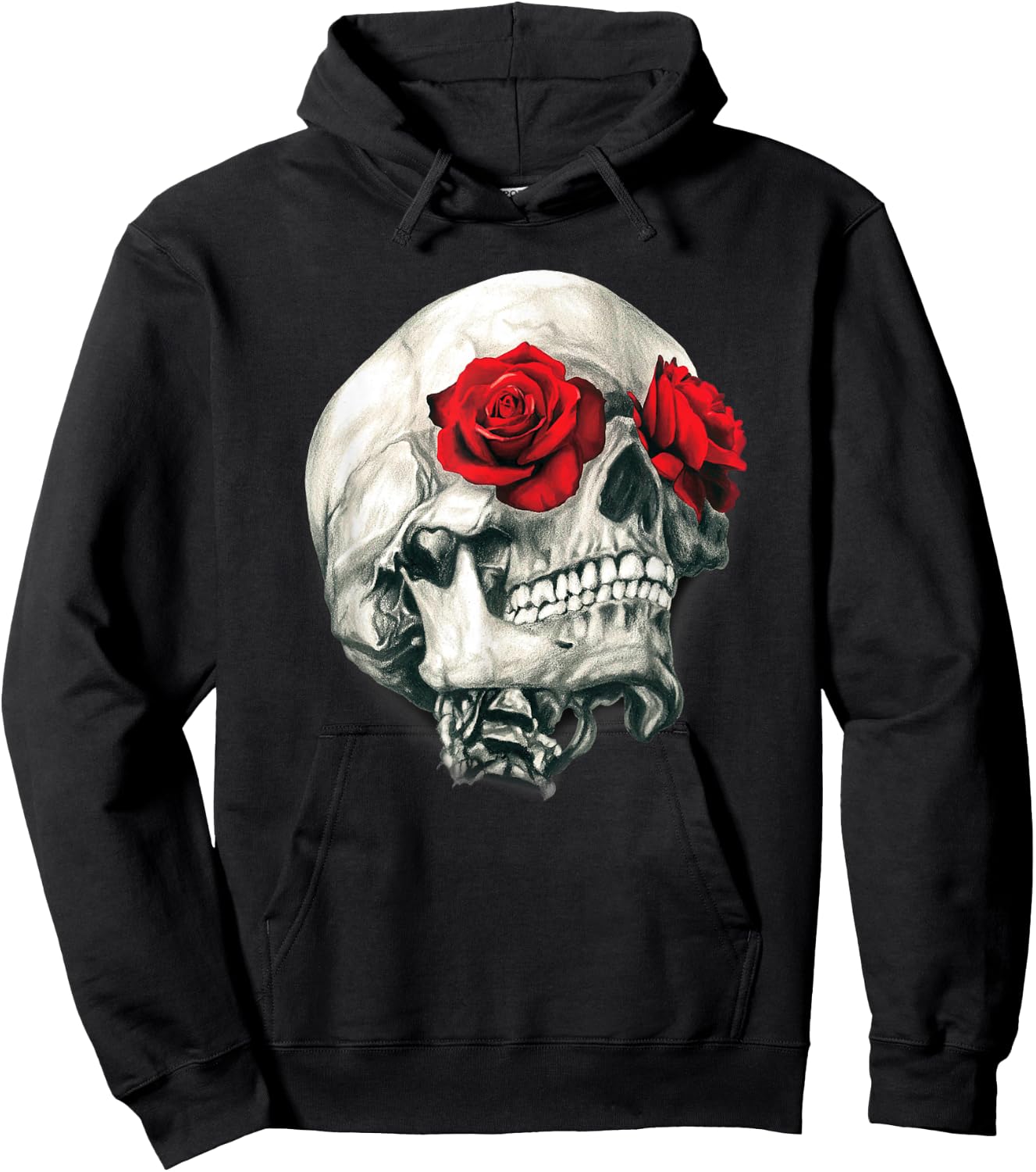 Skull Roses Shirt Cool Skulls Flowers Rockers Gift Hoodie - Hoodie | Black