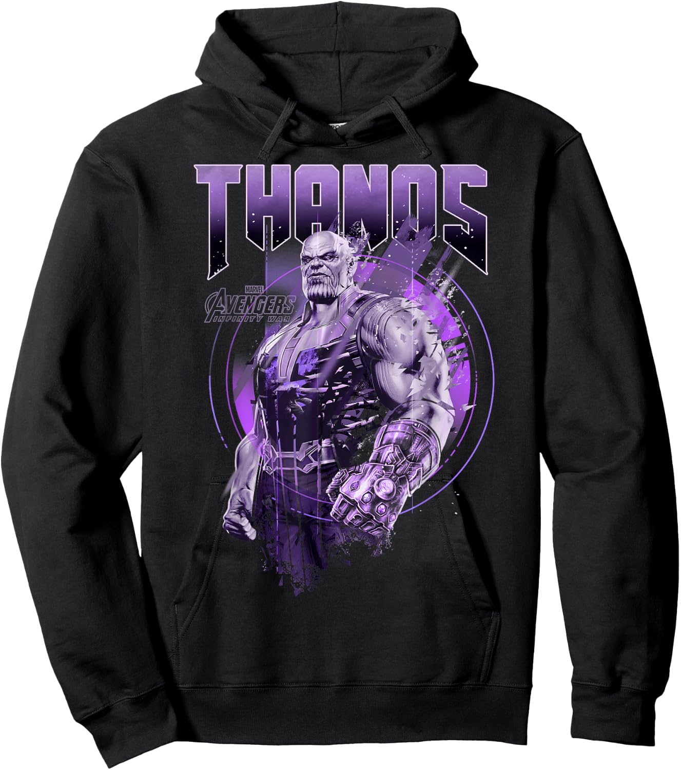 Marvel Infinity War Thanos Purple Distressed Graphic Hoodie - Hoodie | Black