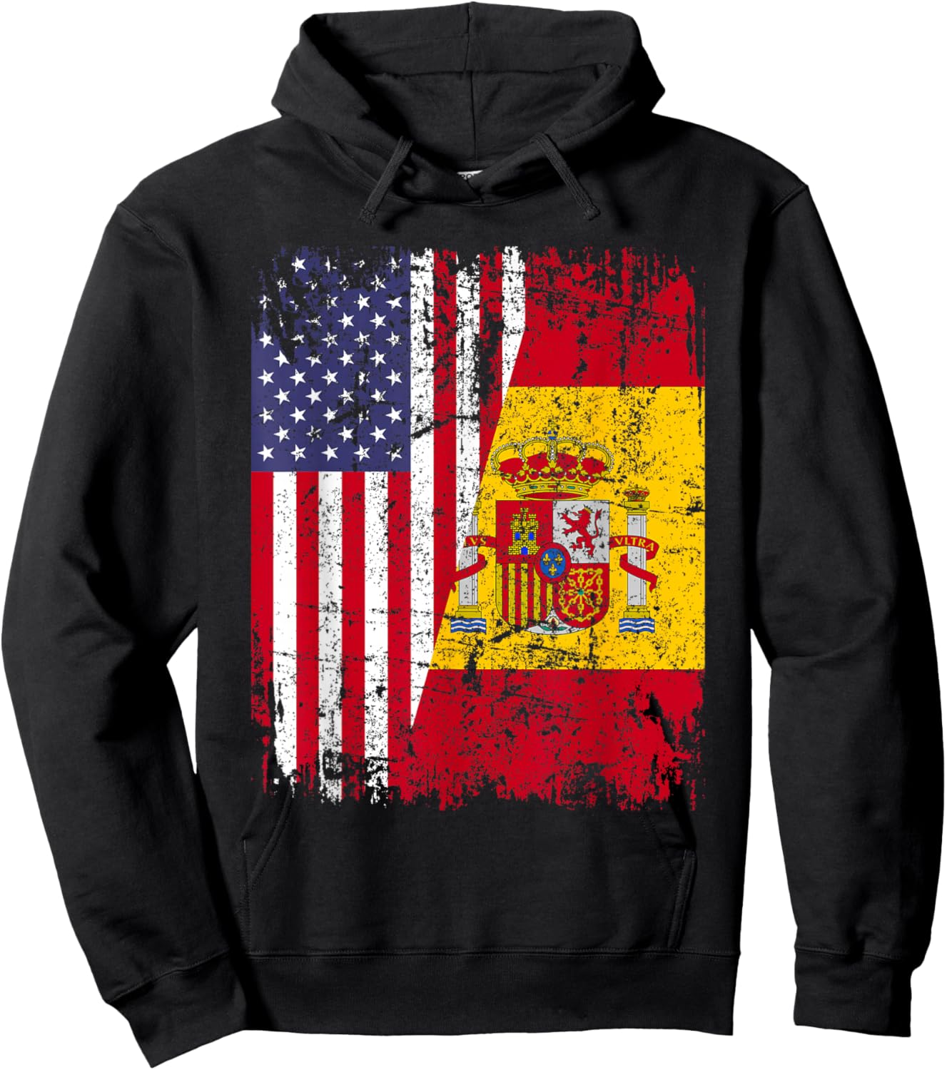 Spanish Roots | Half American Flag | USA Spain Flag Hoodie - Hoodie | Black