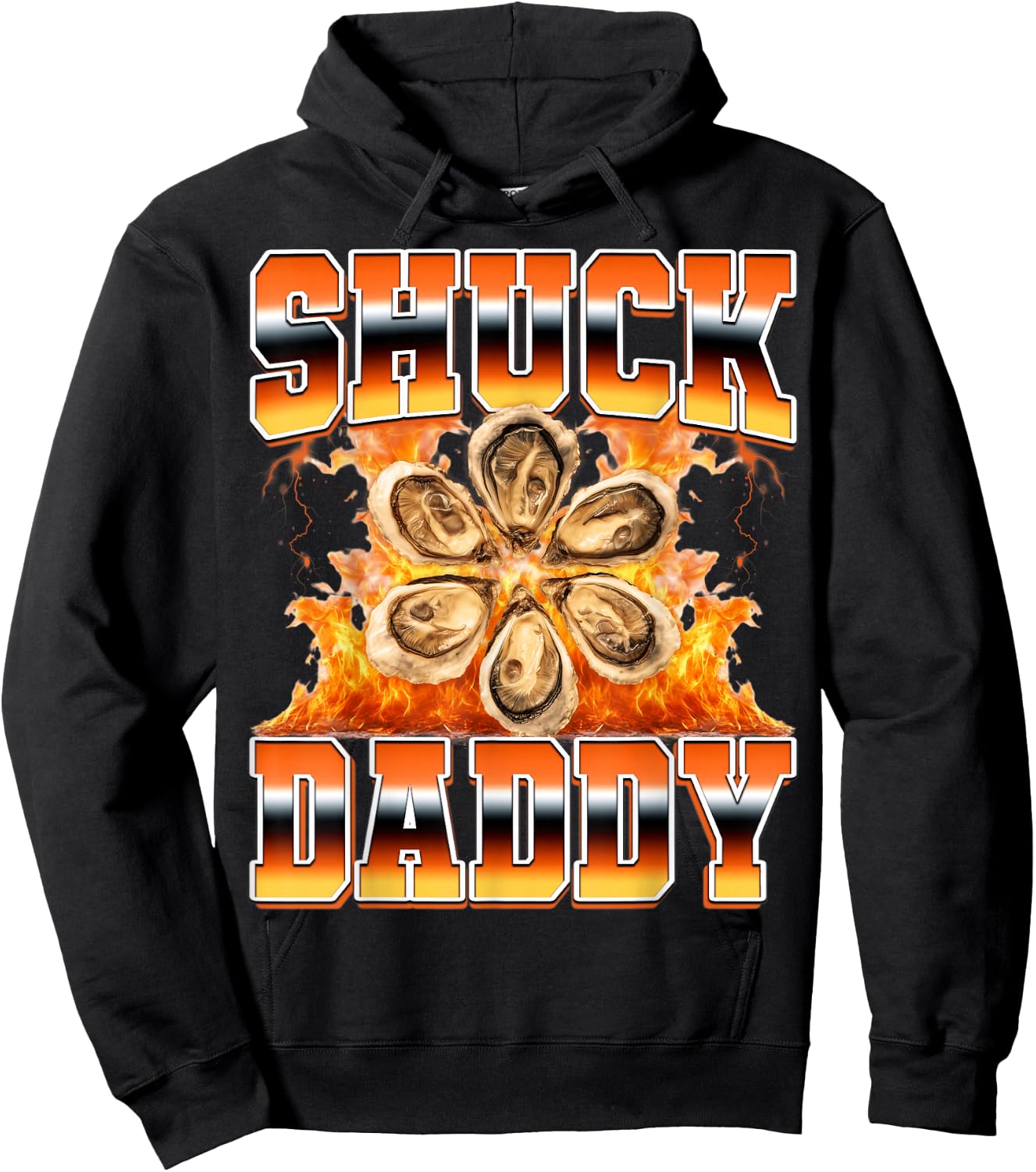 Shuck Daddy Oyster Shucking Seafood Lover 90s Bootleg Style Hoodie - Hoodie | Black
