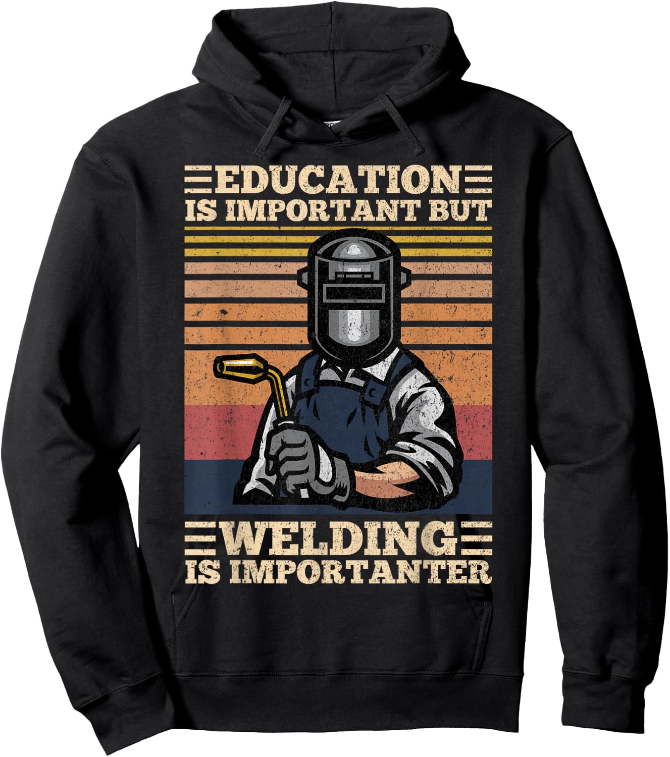 Education Is Important But Welding Is Importanter Distressed Hoodie - Hoodie | Black