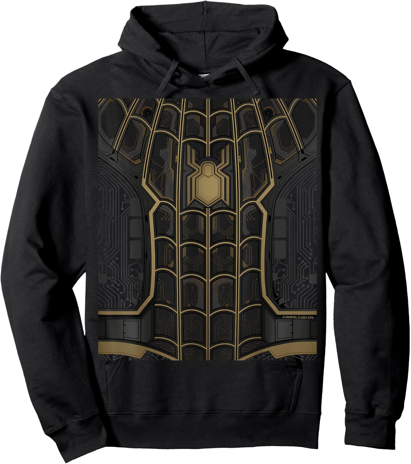 Marvel Spider-Man: No Way Home Black Gold Suit Front Back Hoodie - Hoodie | Black