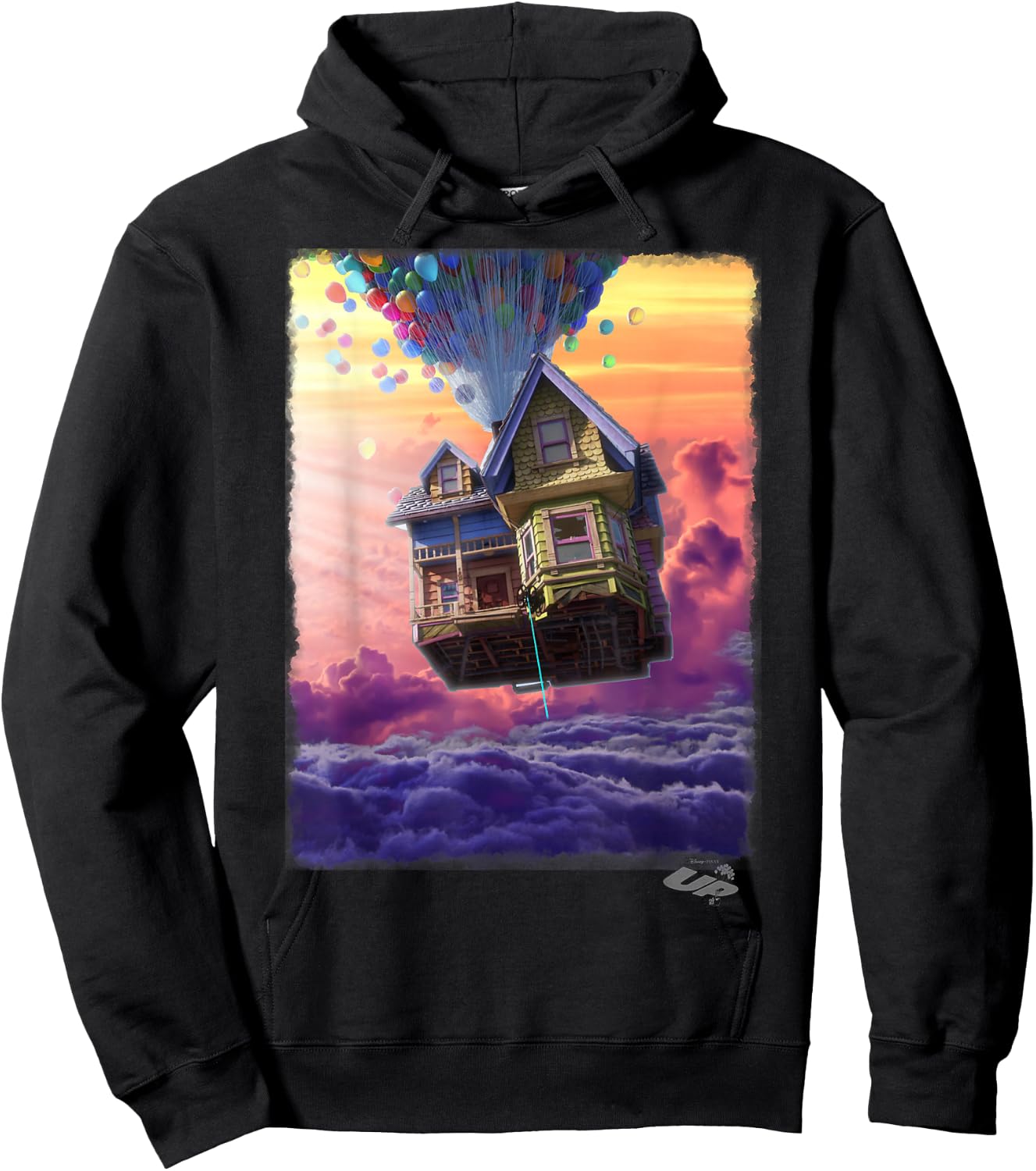 Disney Pixar Up Flying House Watercolor Window Portrait Hoodie - Hoodie | Black