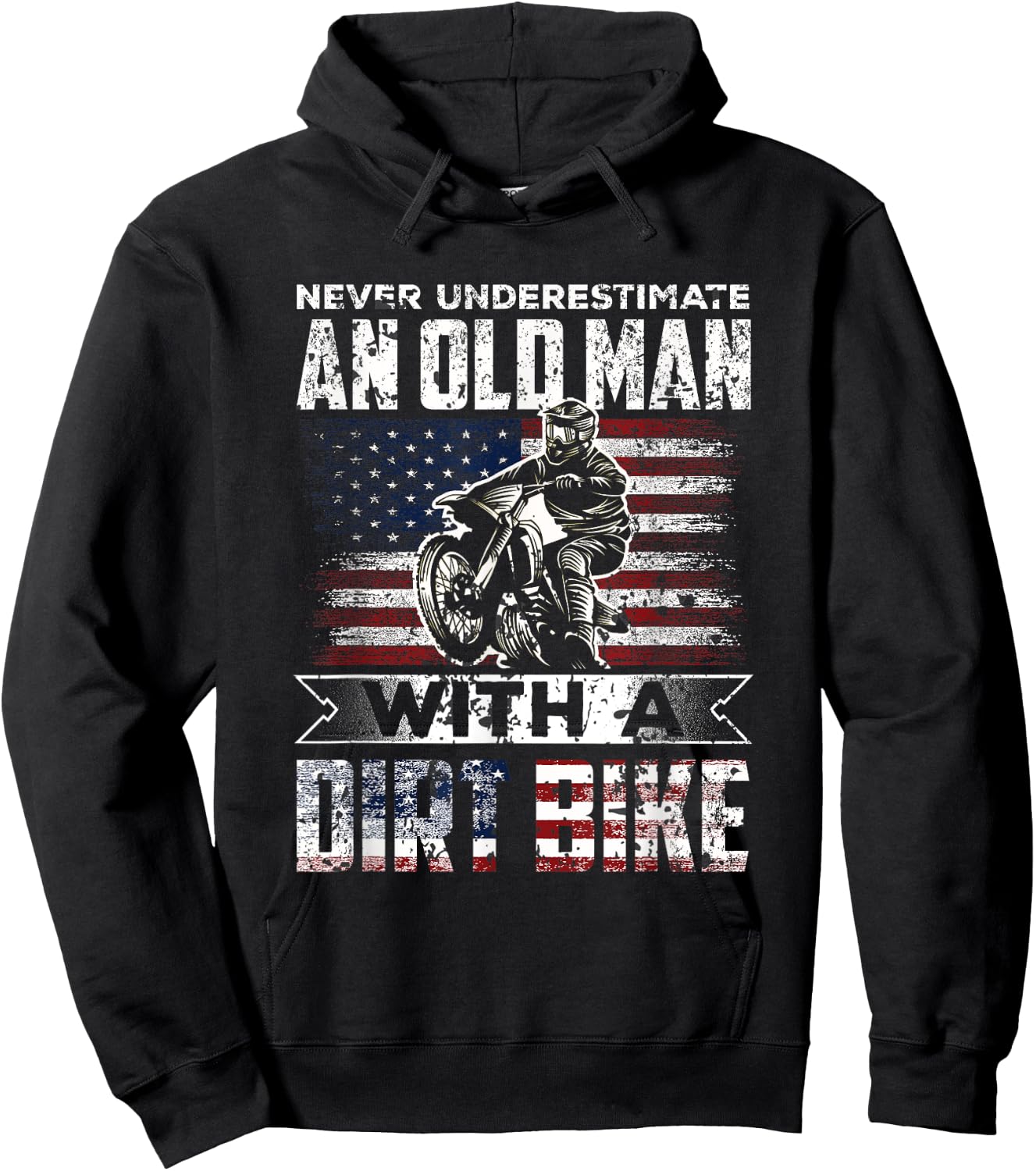 Never Underestimate an Old man with a Dirt Bike - Motocross Hoodie - Hoodie | Black