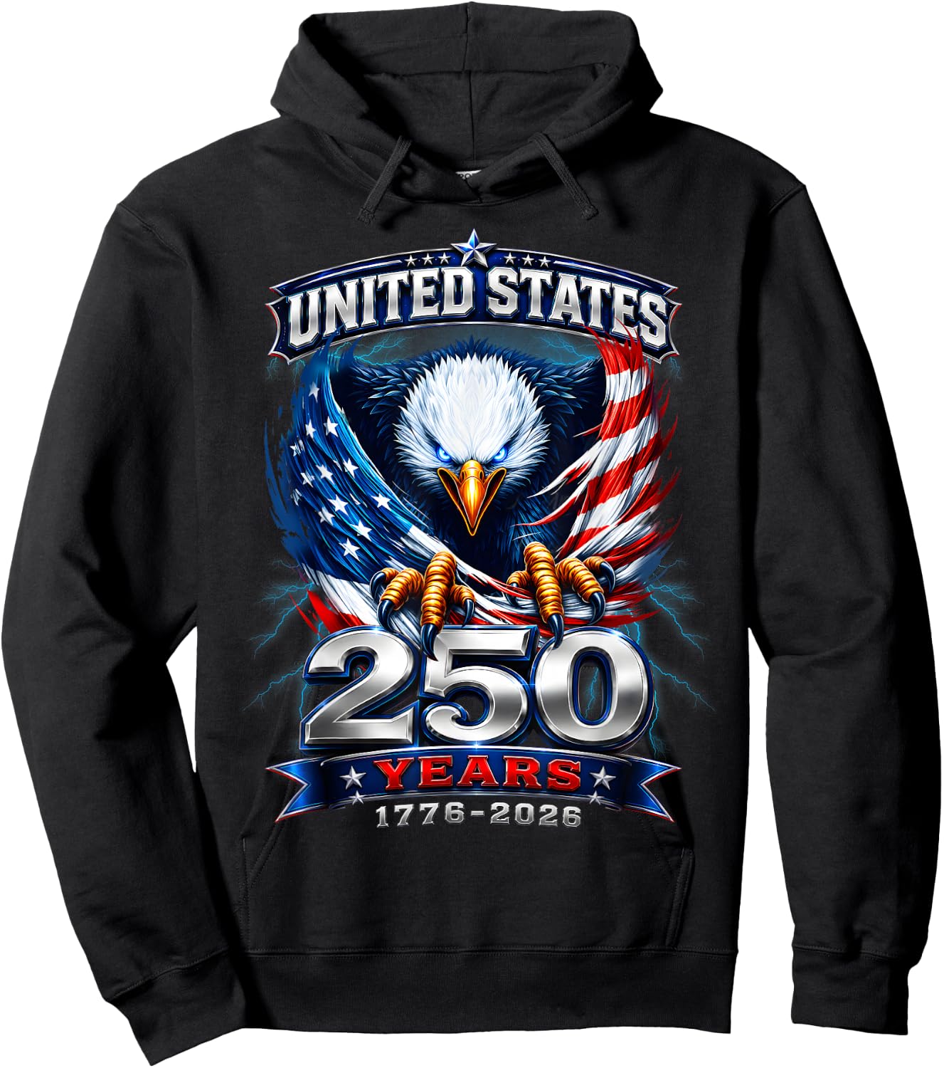 250th Anniversary USA 250 Years America 4th of July Eagle Hoodie - Hoodie | Black