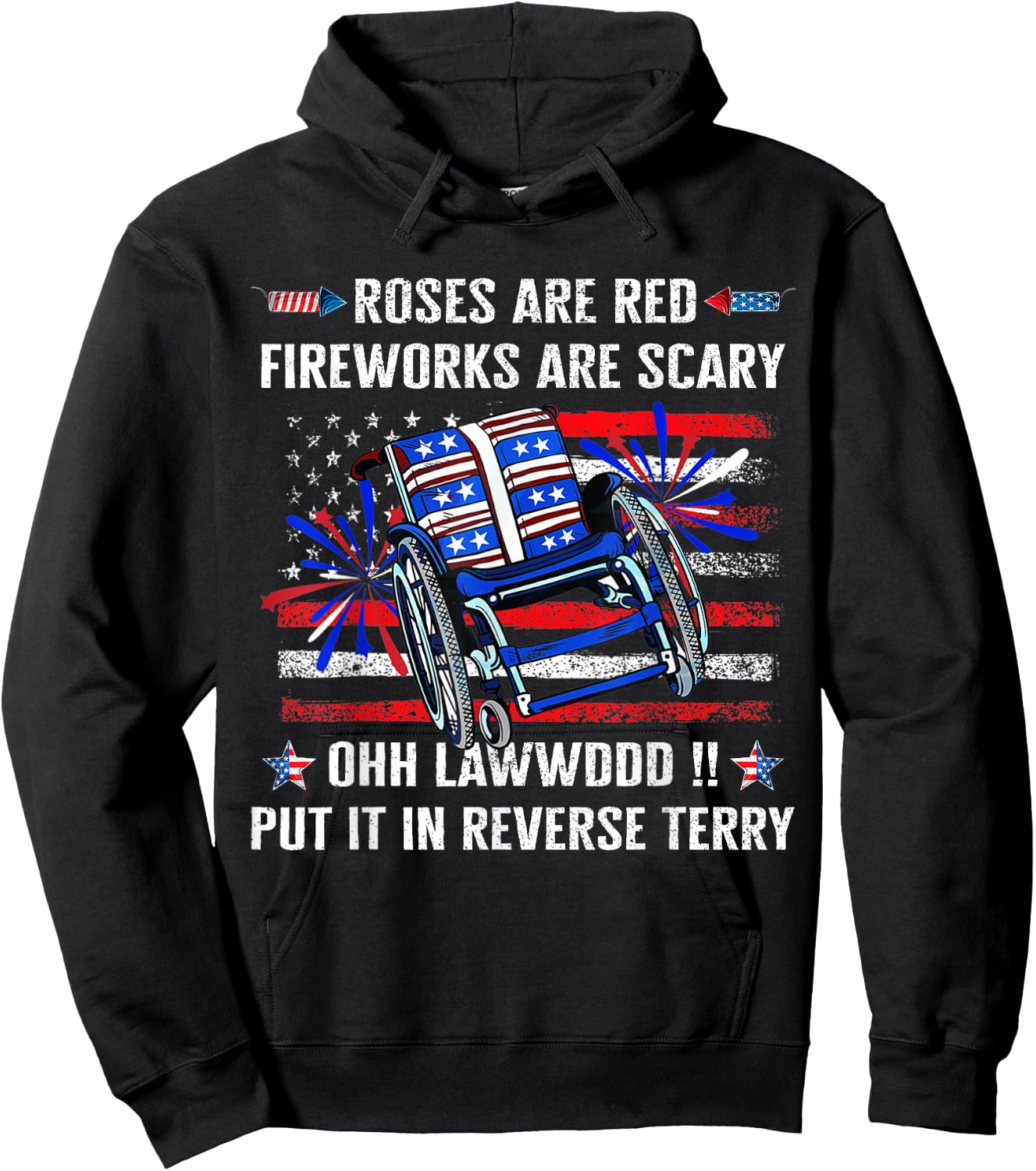 Back Up Terry Put It in Reverse Firework Funny 4th of July Hoodie - Hoodie | Black