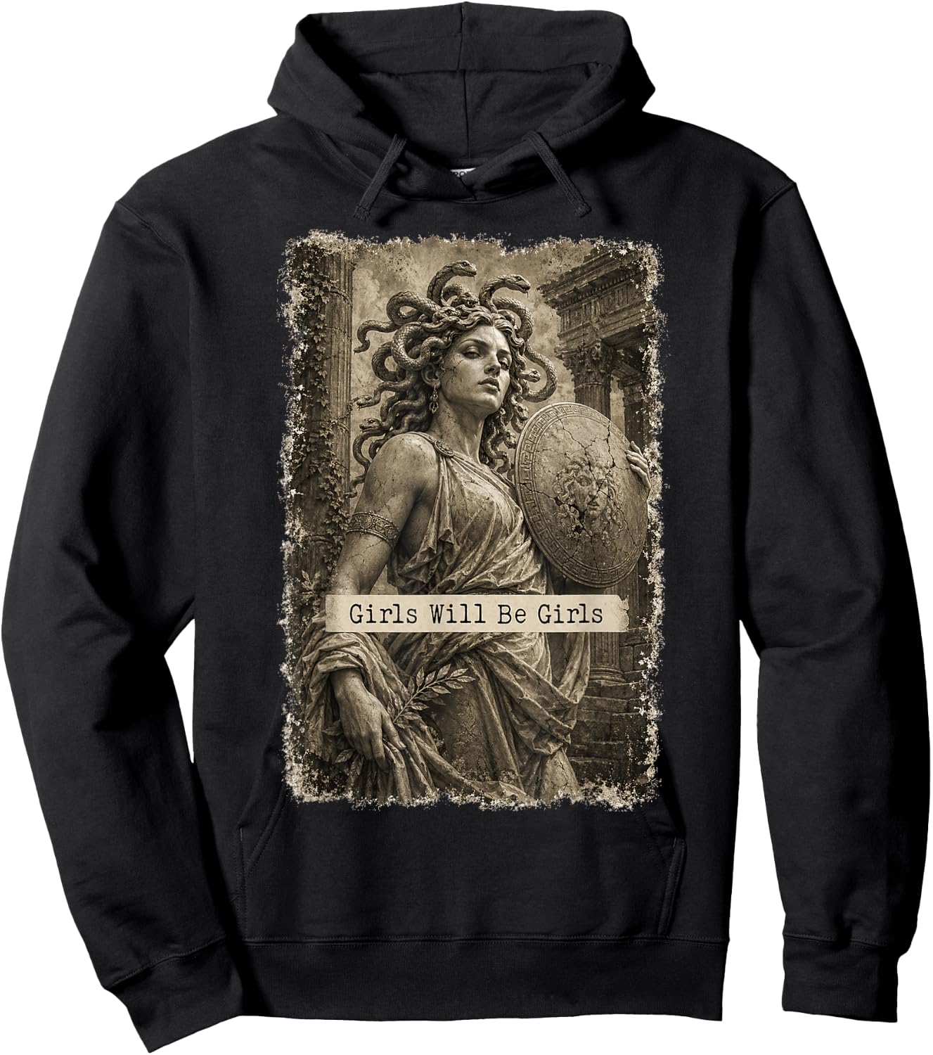 Girl Will Be Girls Medusa Feminist Witch Monster Halloween Hoodie - Hoodie | Black