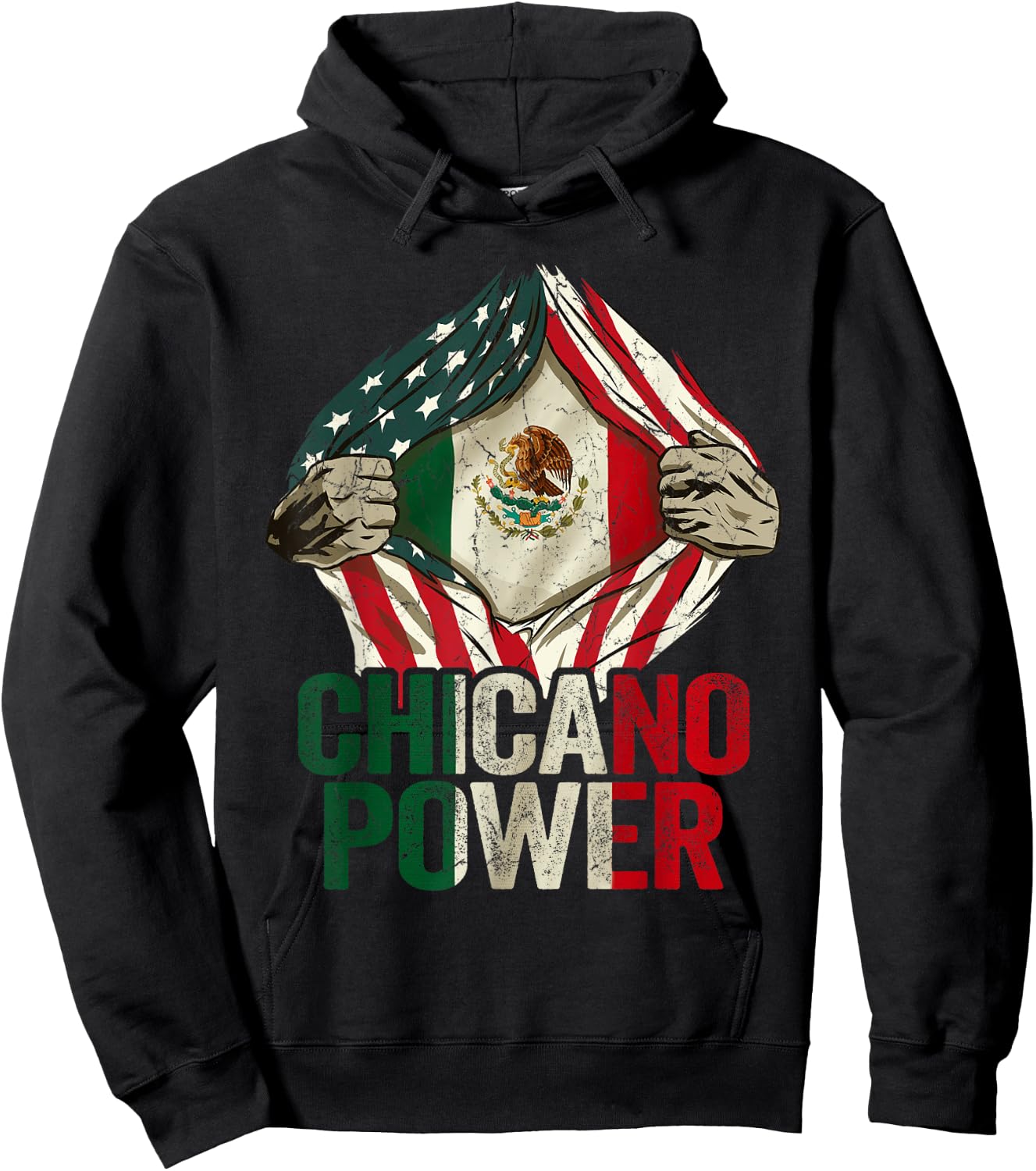 Chicano Shirt Funny USA Flag Mexican Flag Chicano Power Hoodie - Hoodie | Black
